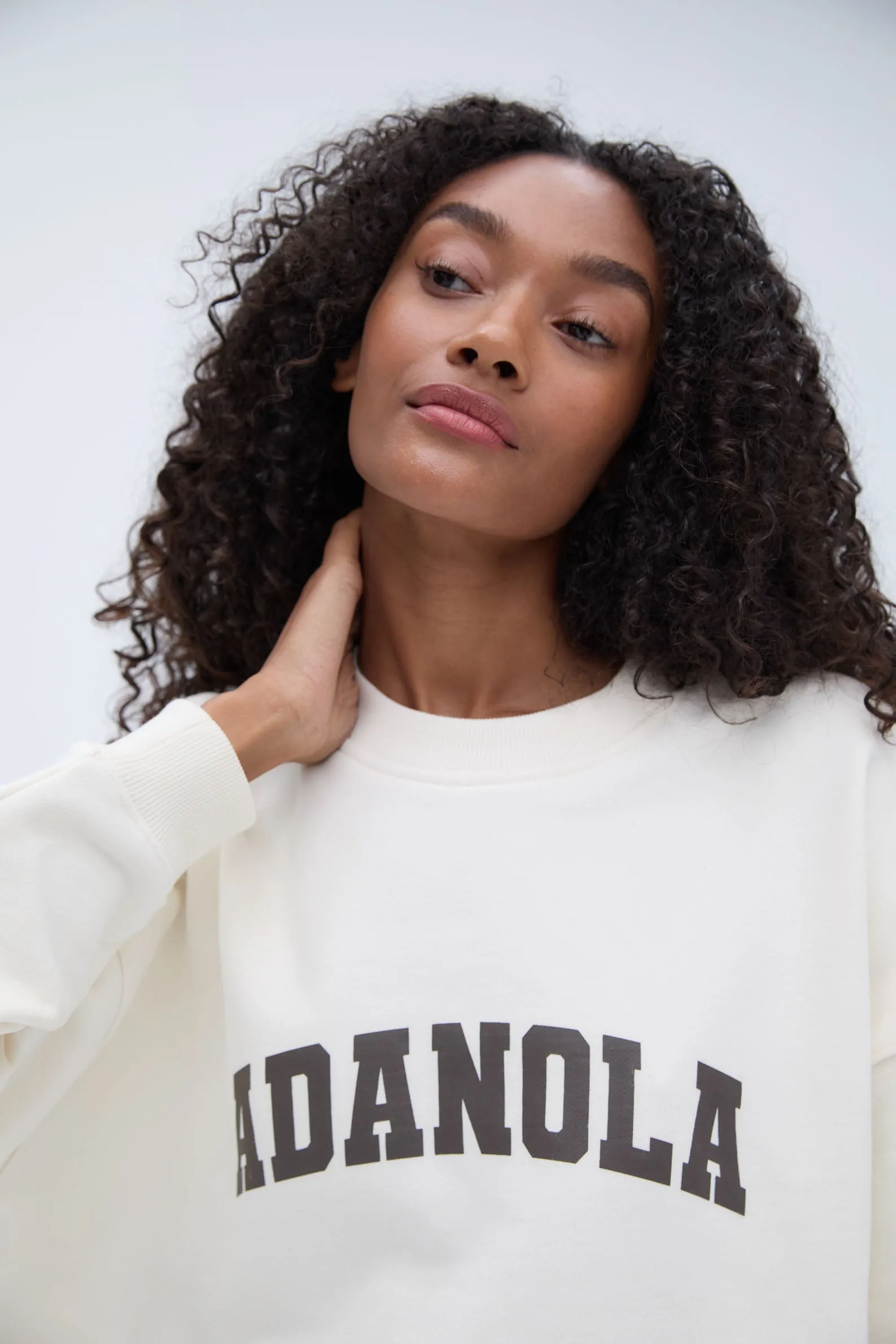 Varsity Oversized Sweatshirt - Marshmallow White/Coffee Bean sold by Adanola product image thumbnail 3