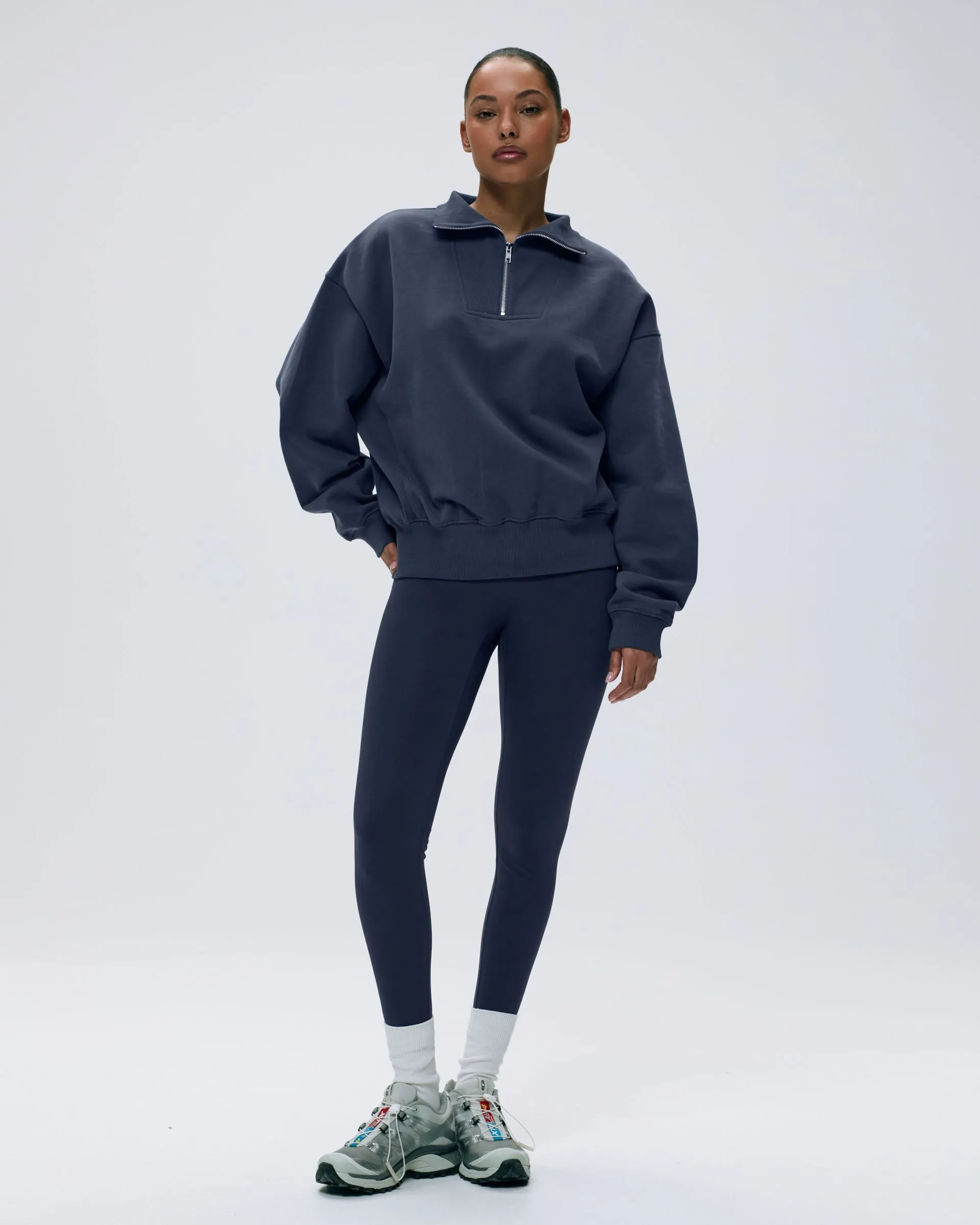 Relaxed Funnel Neck Zip Sweatshirt - Midnight Blue sold by Adanola product image thumbnail 4