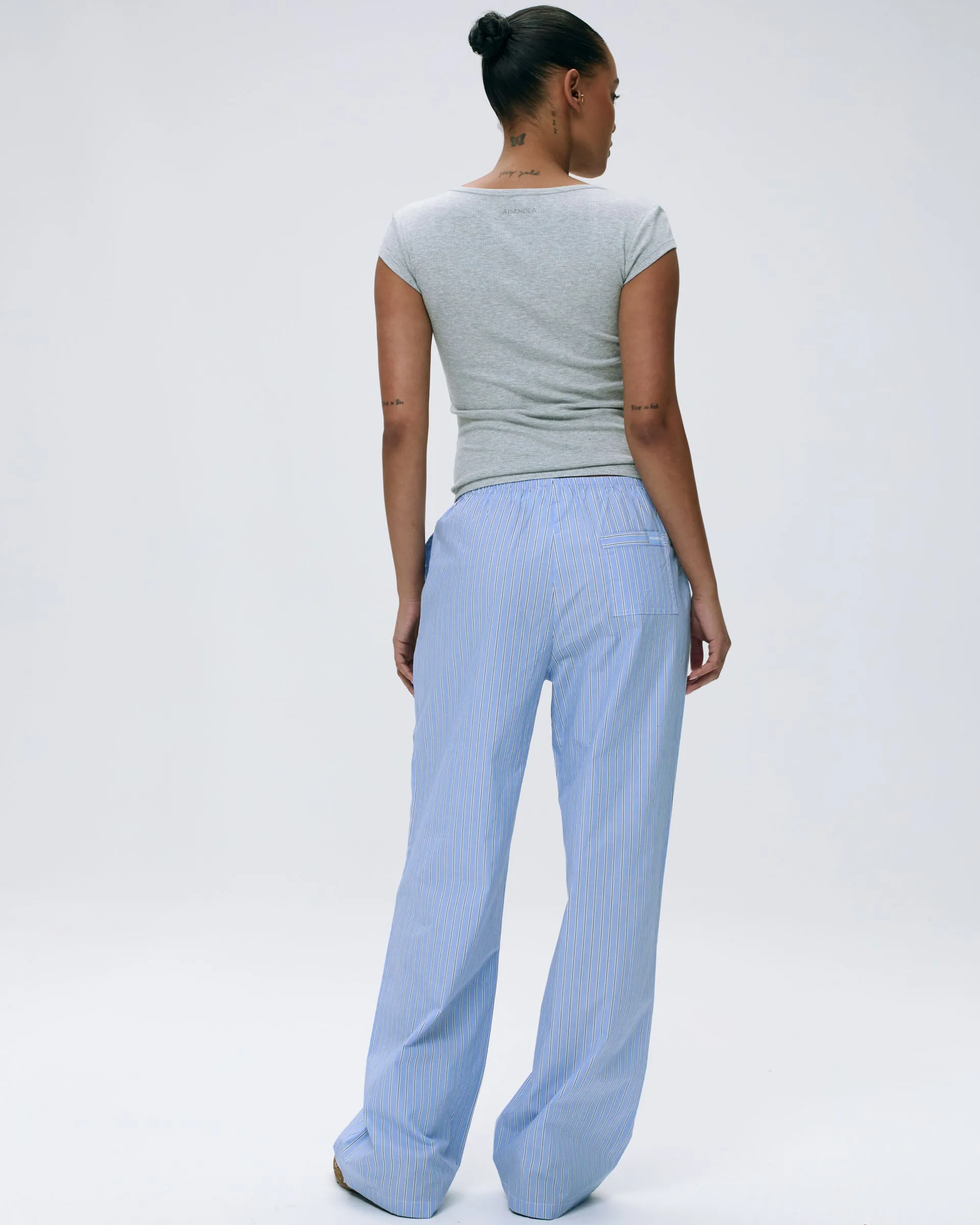 Cotton Stripe Pull On Pants - Blue/White sold by Adanola product image thumbnail 2