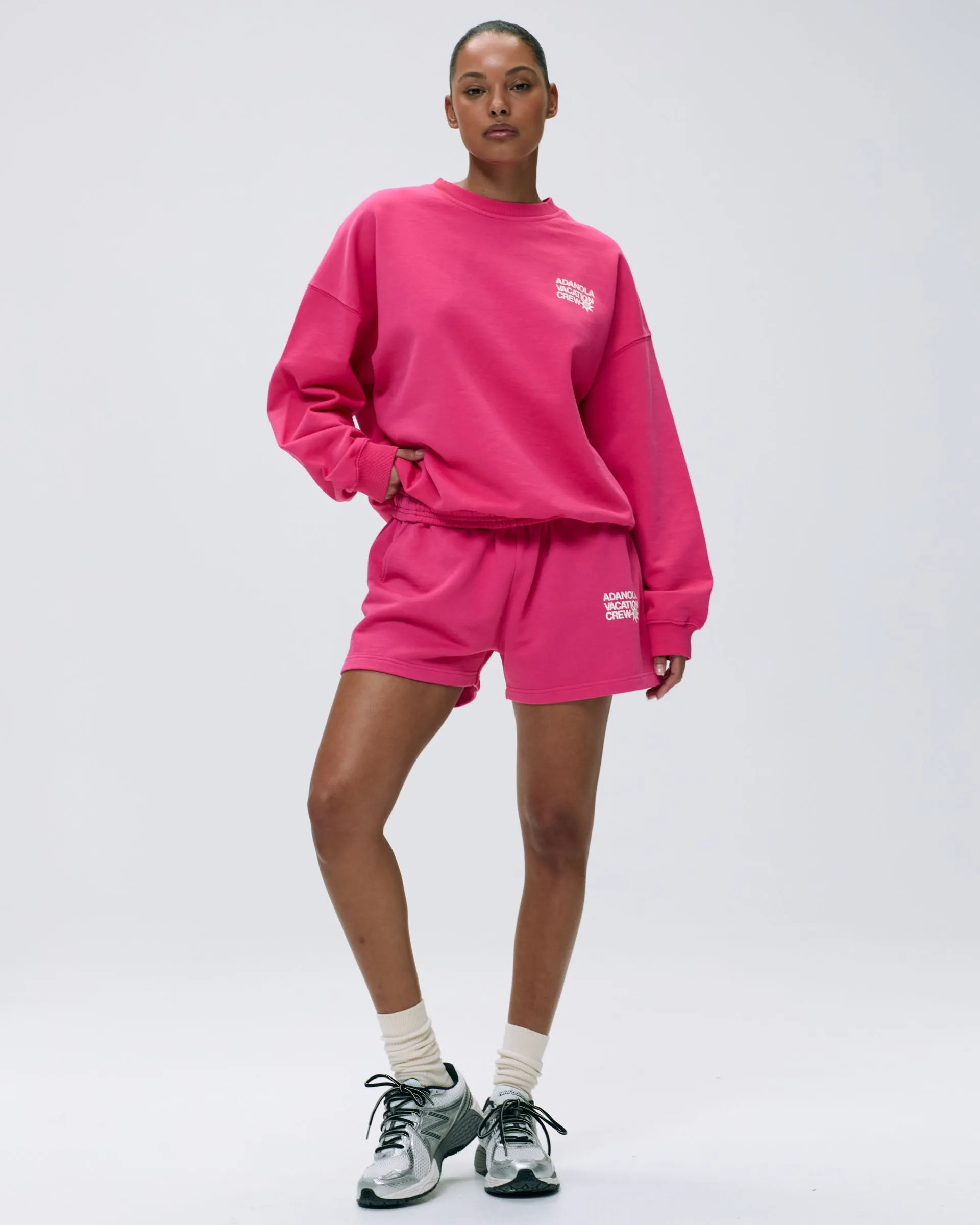 Vacation Sweat Shorts - Hot Pink/Marshmallow White sold by Adanola