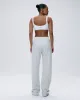 Varsity Raw Hem Straight Leg Sweatpants - Light Grey Melange/Navy Blue sold by Adanola