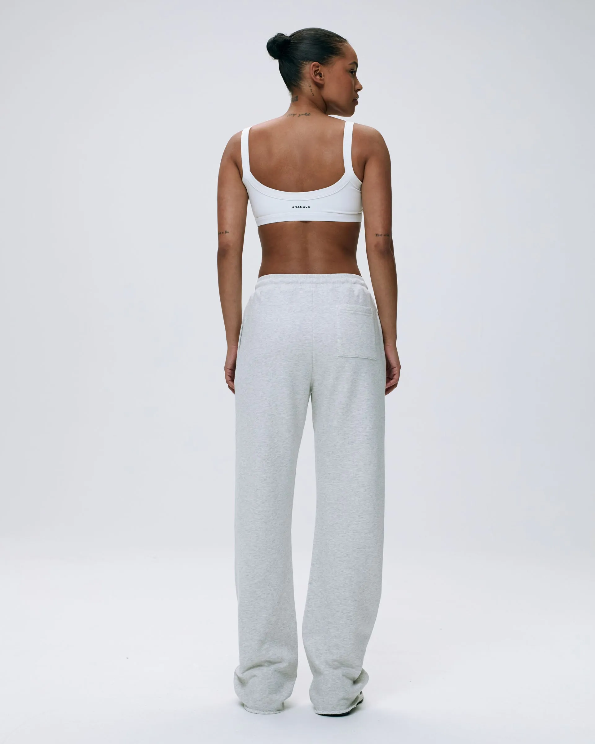 Varsity Raw Hem Straight Leg Sweatpants - Light Grey Melange/Navy Blue sold by Adanola product image thumbnail 2