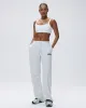 Varsity Raw Hem Straight Leg Sweatpants - Light Grey Melange/Navy Blue sold by Adanola