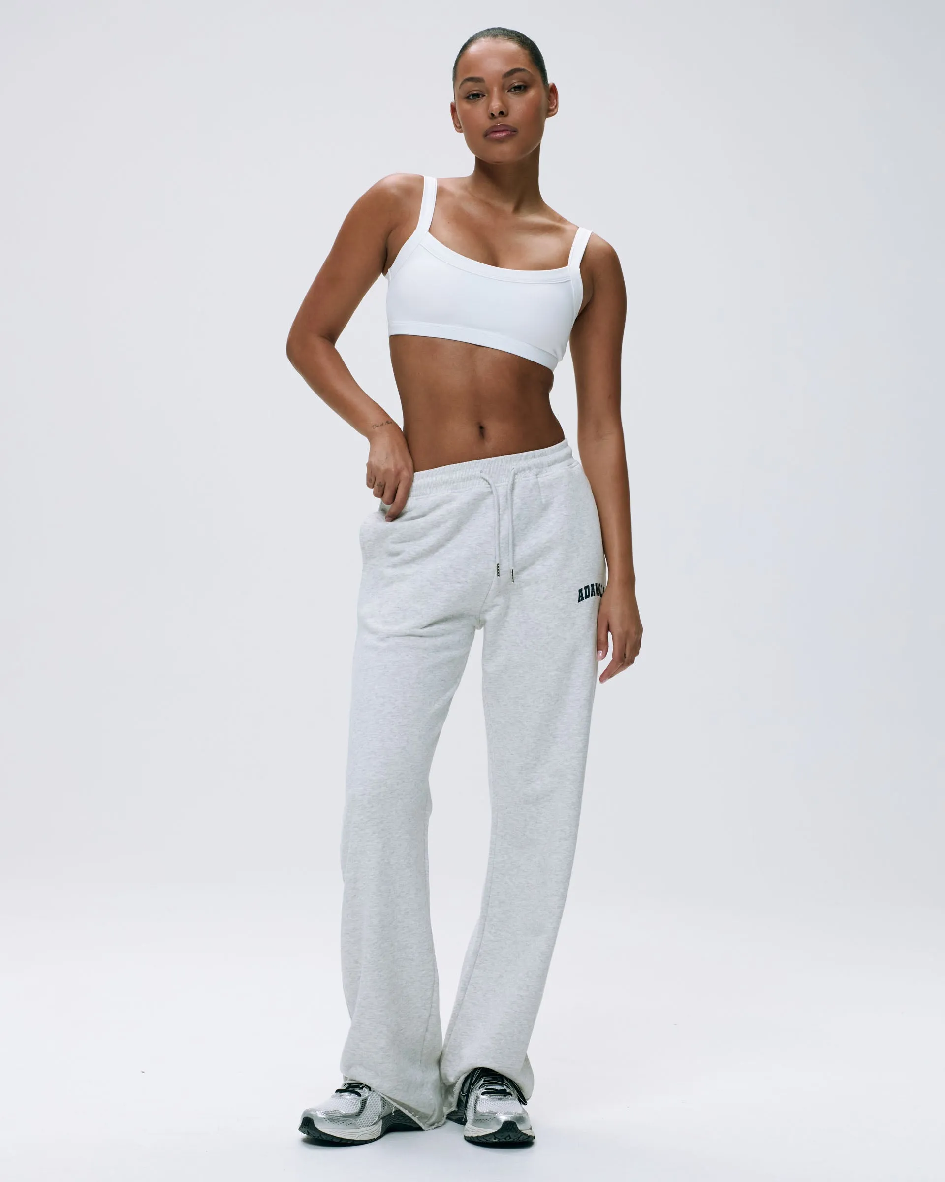 Varsity Raw Hem Straight Leg Sweatpants - Light Grey Melange/Navy Blue sold by Adanola product image thumbnail 5