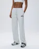 Varsity Raw Hem Straight Leg Sweatpants - Light Grey Melange/Navy Blue sold by Adanola