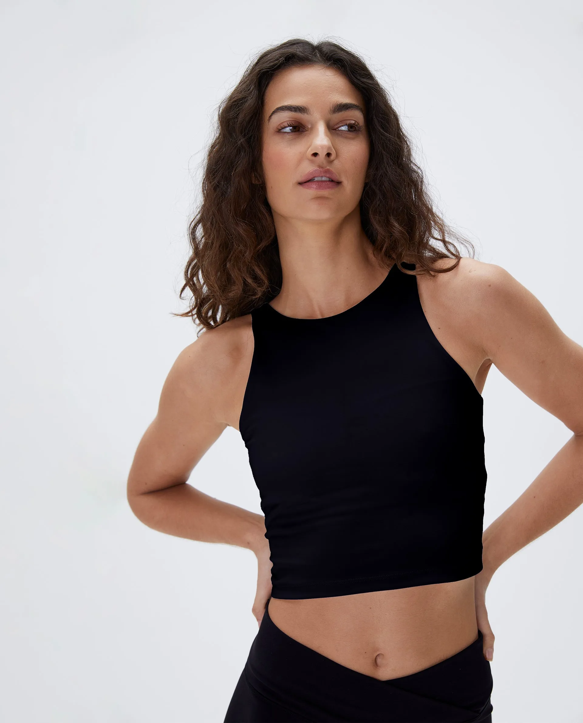 Ultimate Racer Front Scoop Back Top - Black sold by Adanola