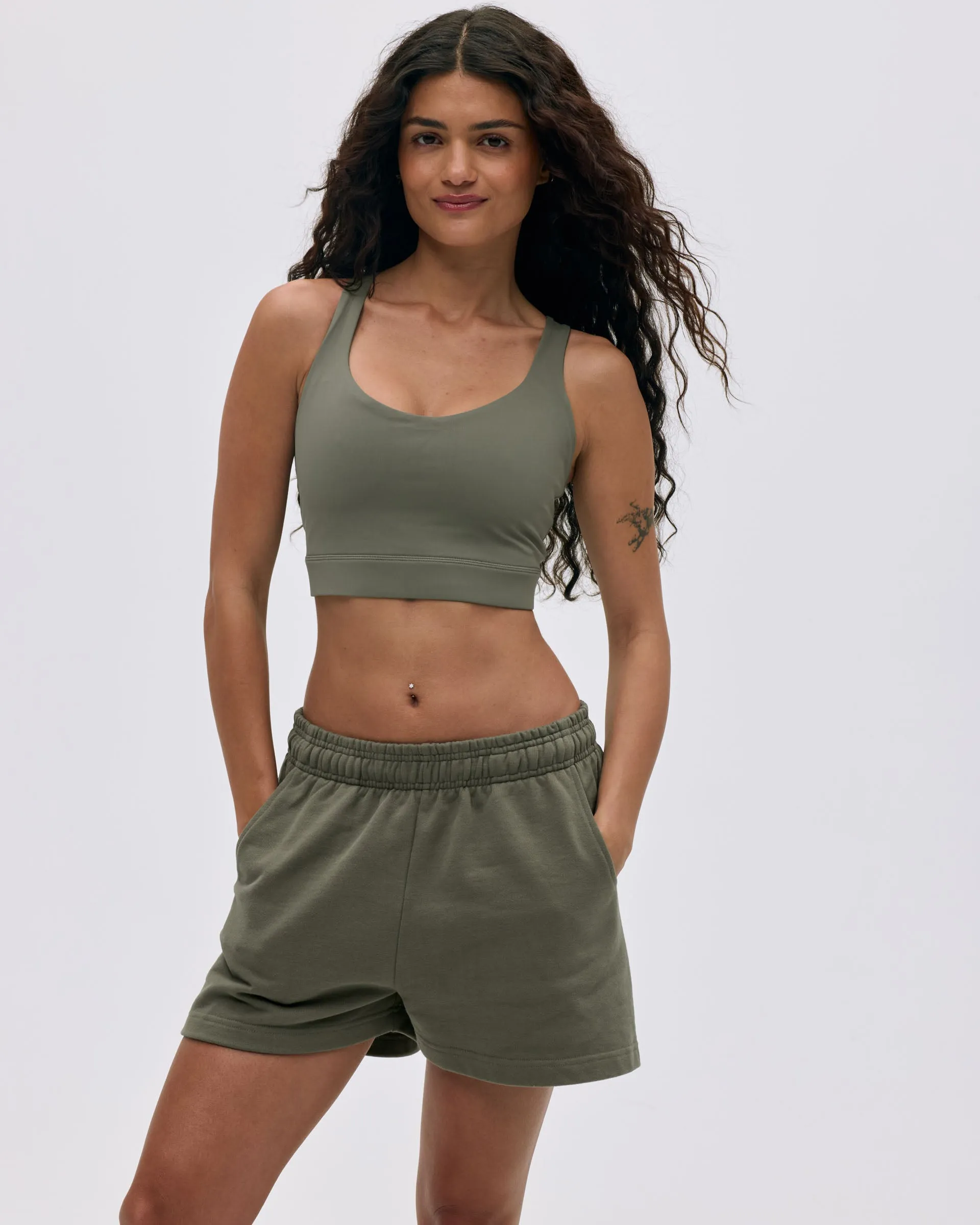 Branded Sweat Shorts - Olive Green sold by Adanola product image thumbnail 5