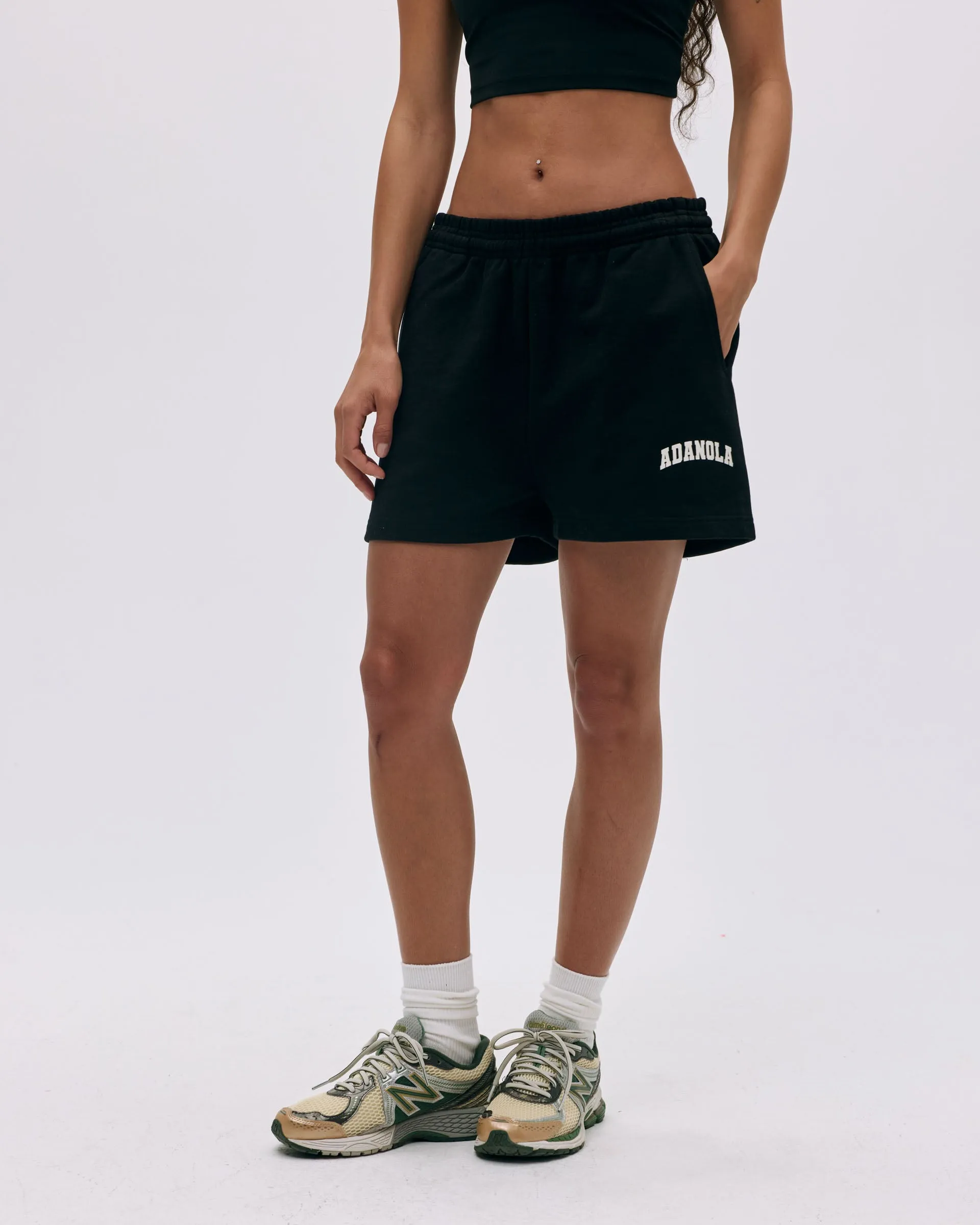 Varsity Sweat Shorts - Black/Marshmallow White sold by Adanola product image thumbnail 5
