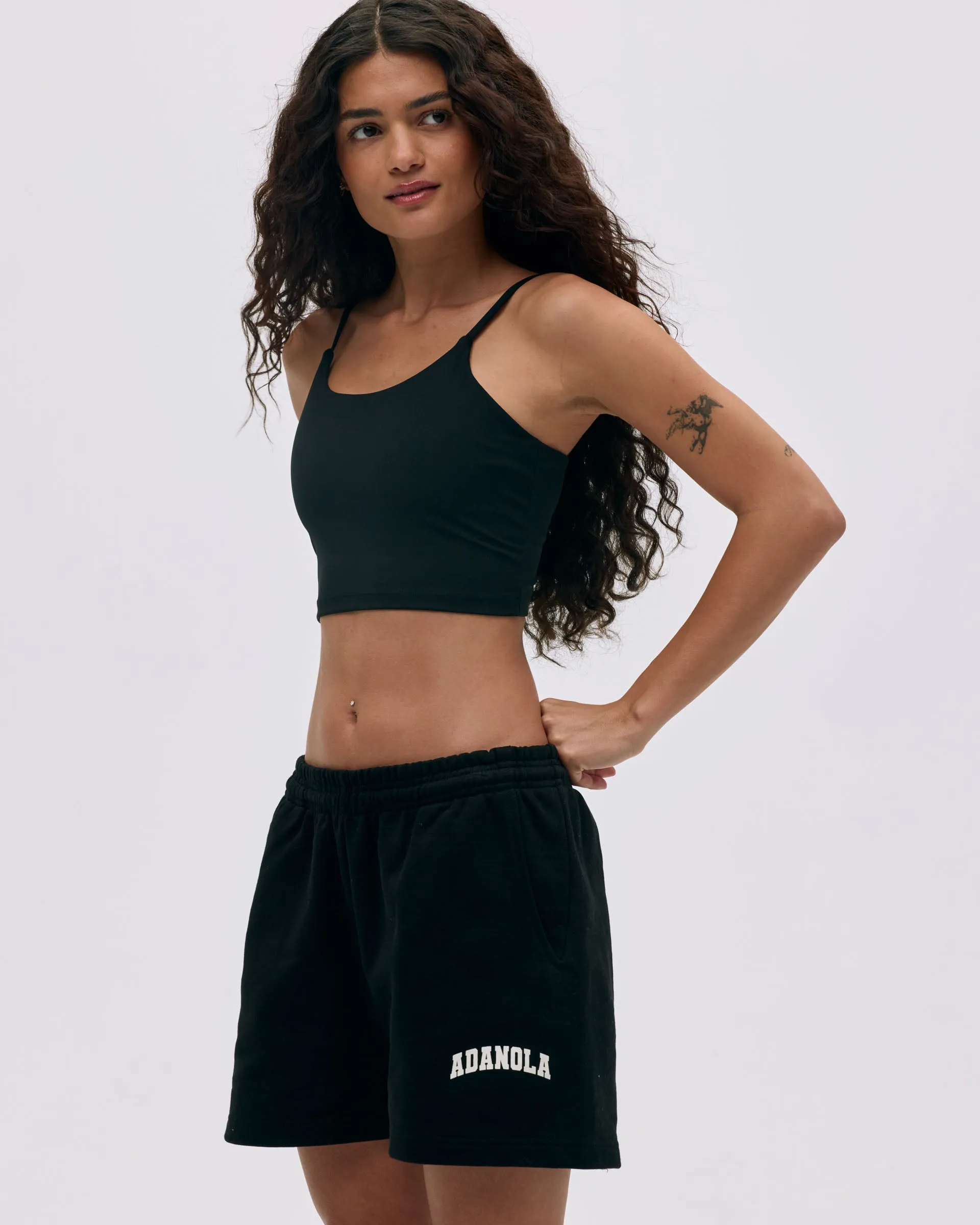 Varsity Sweat Shorts - Black/Marshmallow White sold by Adanola product image thumbnail 4