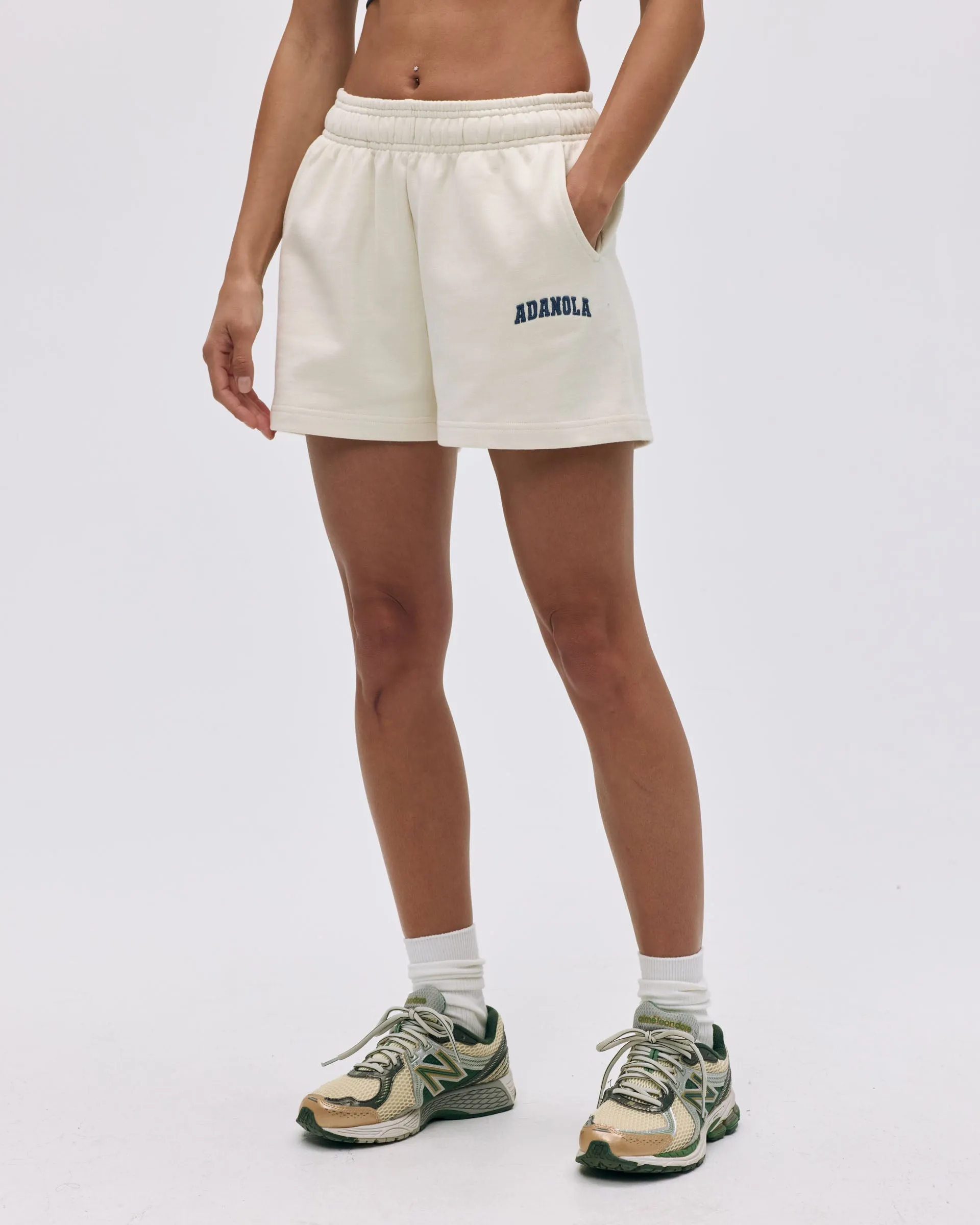 Varsity Sweat Shorts - Marshmallow White/Midnight Blue sold by Adanola product image thumbnail 4