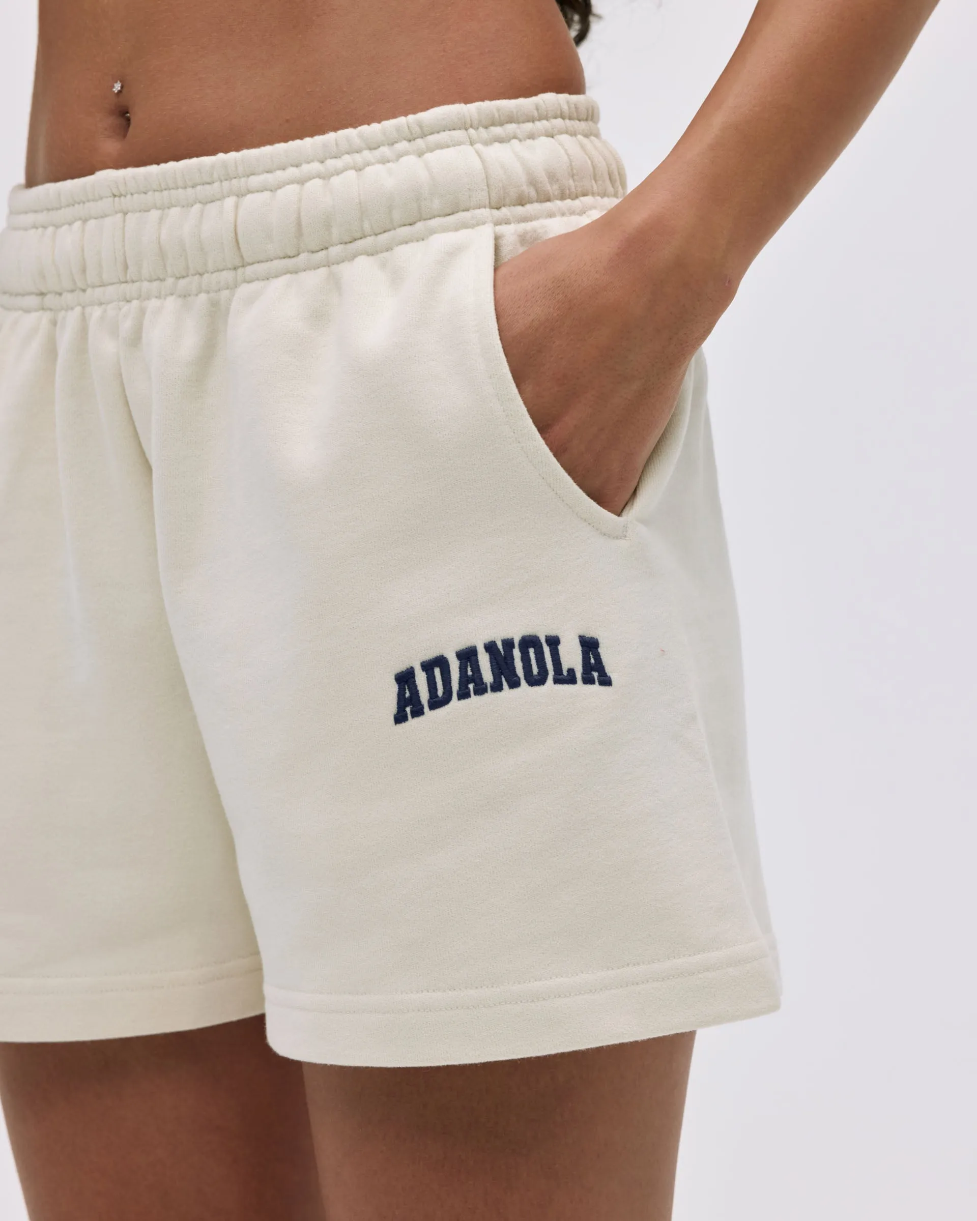 Varsity Sweat Shorts - Marshmallow White/Midnight Blue sold by Adanola product image thumbnail 3