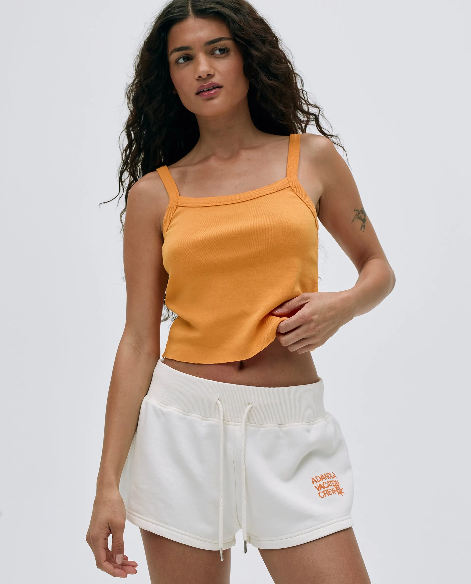 Vacation Mini Sweat Shorts - Marshmallow White/Mango Orange sold by Adanola product image thumbnail 3