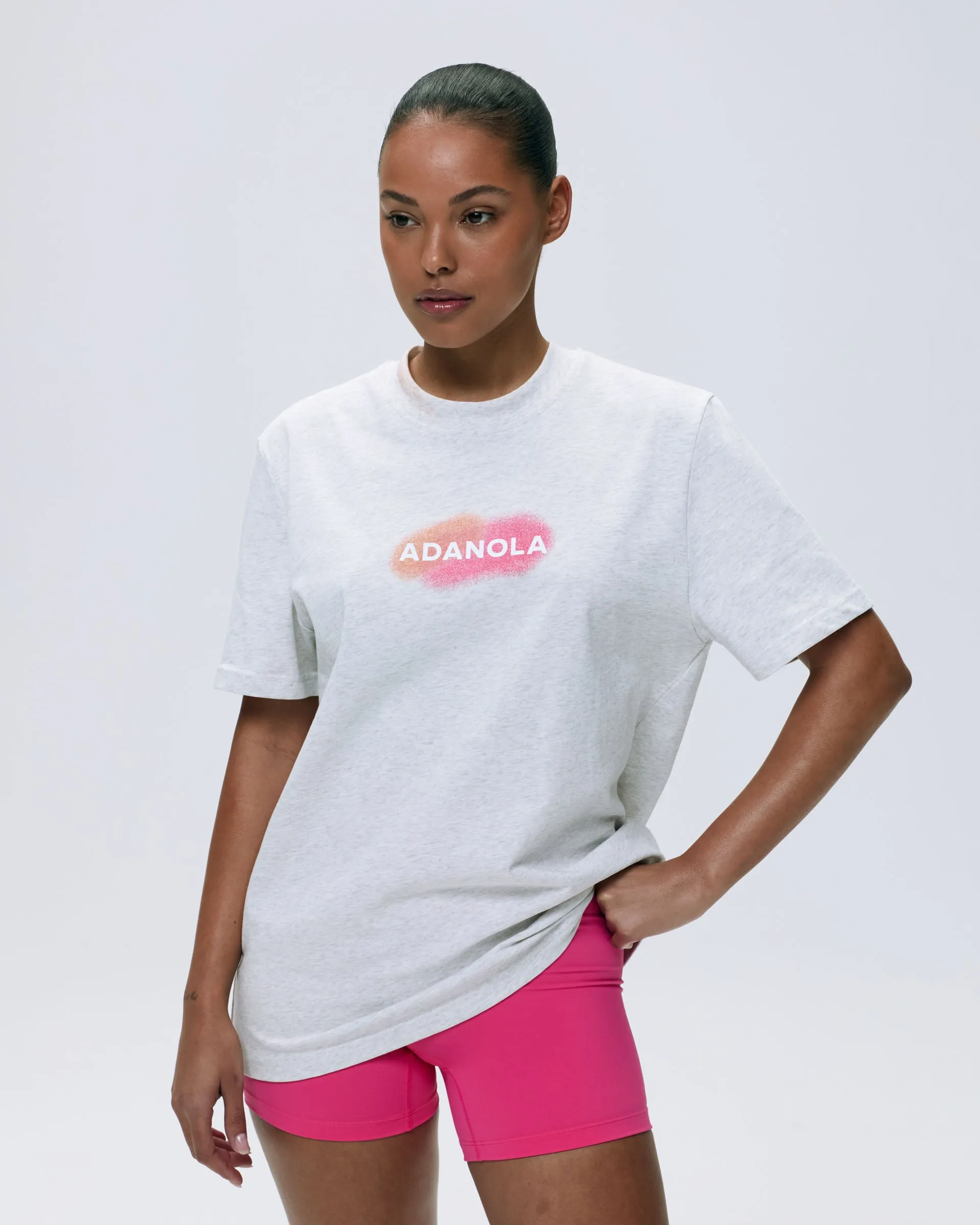 Distance Short Sleeve Oversized T-shirt - Light Grey Melange sold by Adanola