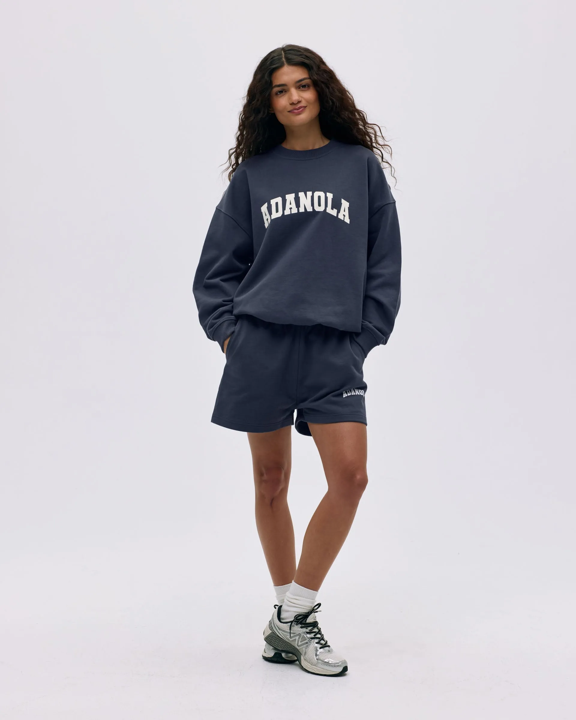 Varsity Sweat Shorts - Midnight Blue/Marshmallow White sold by Adanola