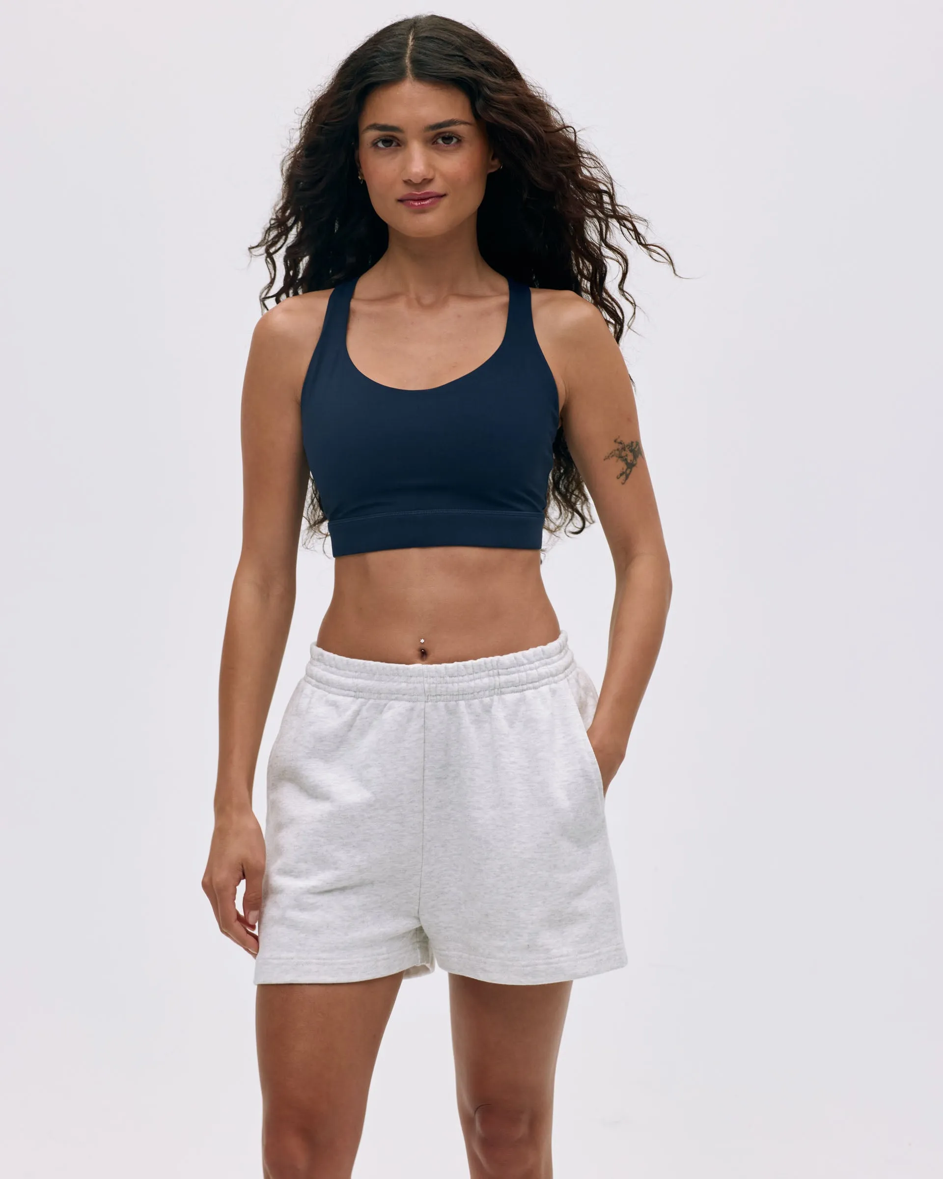 Branded Sweat Shorts - Light Grey Melange sold by Adanola product image thumbnail 4
