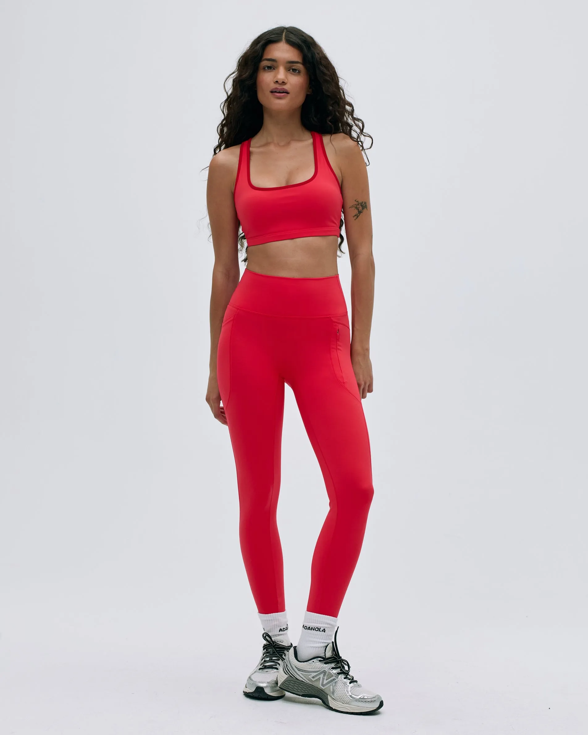 Ultimate Seam Detail Zip Pocket Leggings - Apple Red sold by Adanola