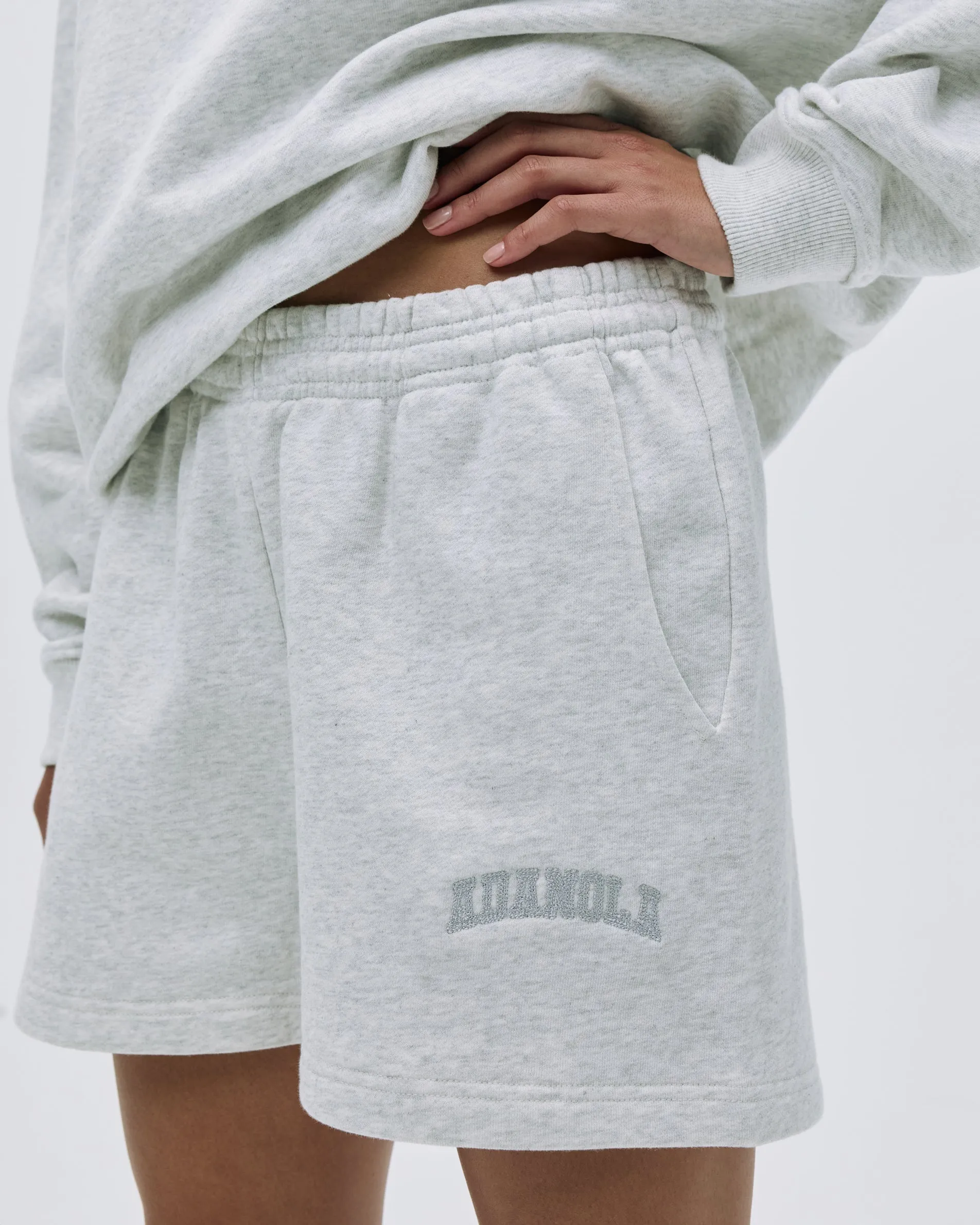 Varsity Sweat Shorts - Light Grey Melange sold by Adanola product image thumbnail 3