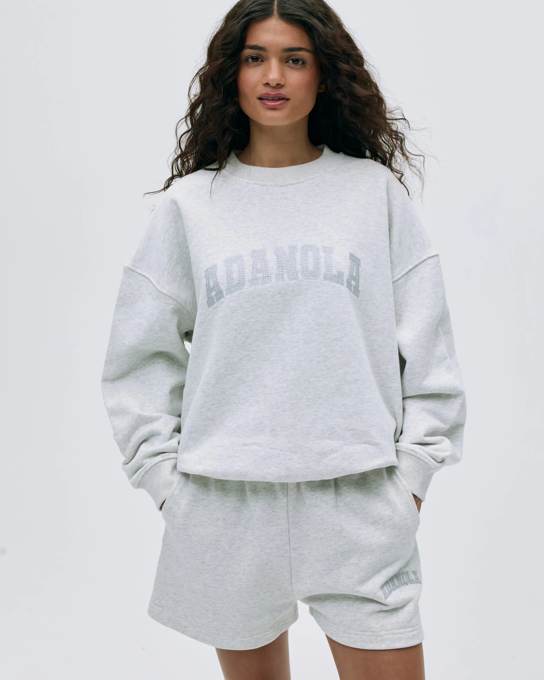 Varsity Sweat Shorts - Light Grey Melange sold by Adanola product image thumbnail 5