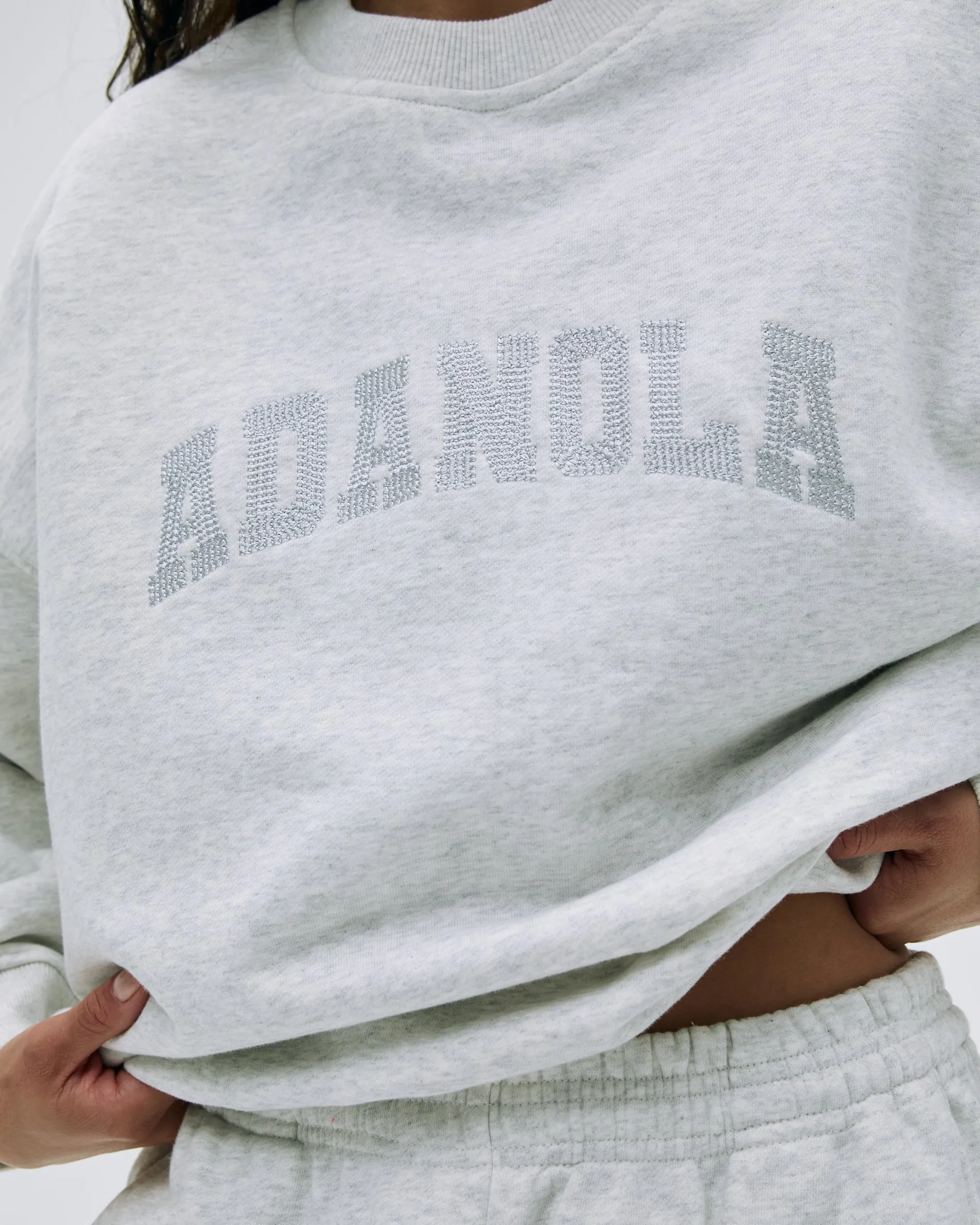 Varsity Chainstitch Oversized Sweatshirt - Light Grey Melange sold by Adanola product image thumbnail 4