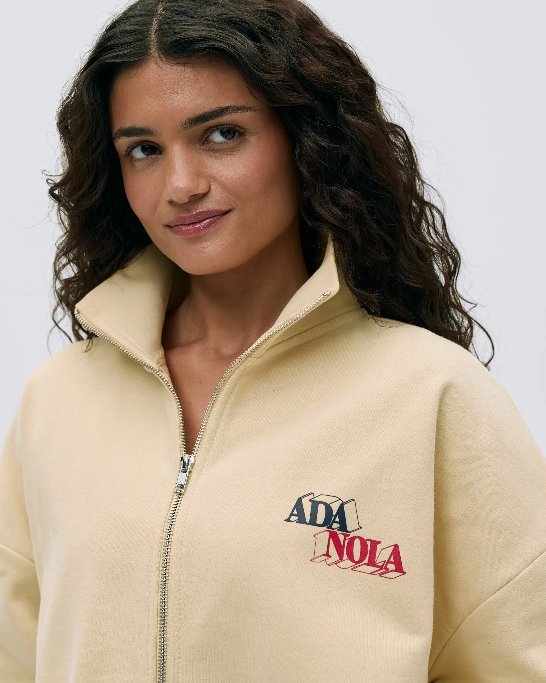 Sports Play Oversized Funnel Full Zip Sweatshirt - Butter Yellow sold by Adanola product image thumbnail 4