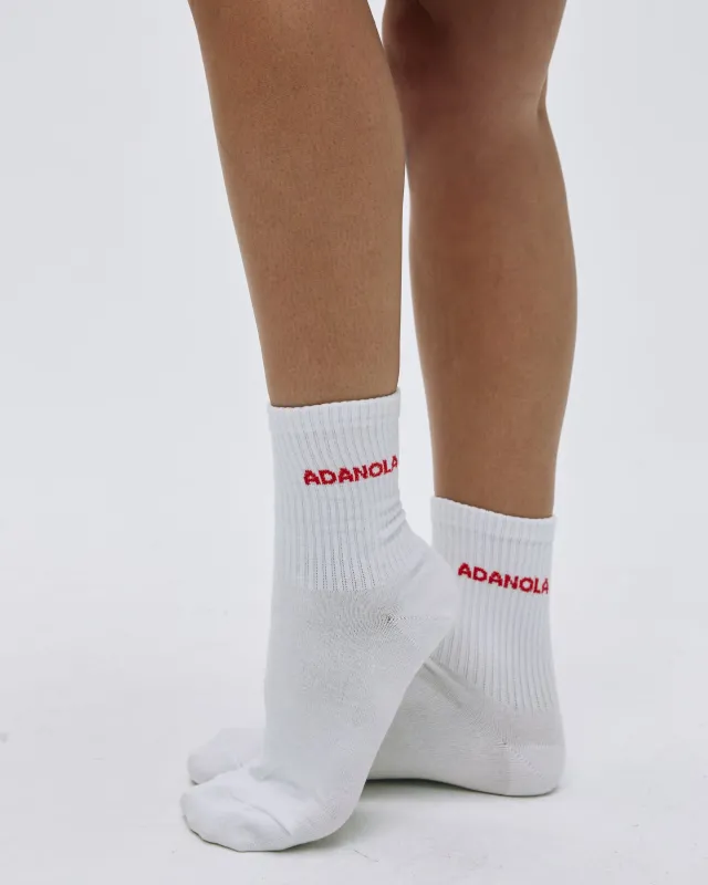 Socks - White/Apple Red sold by Adanola