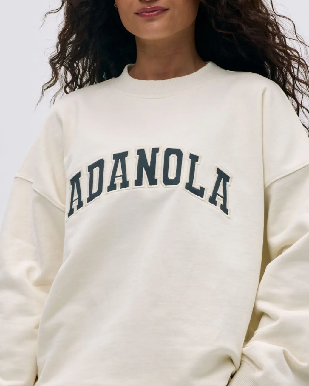 Varsity Oversized Sweatshirt - Marshmallow White/Midnight Blue sold by Adanola product image thumbnail 3