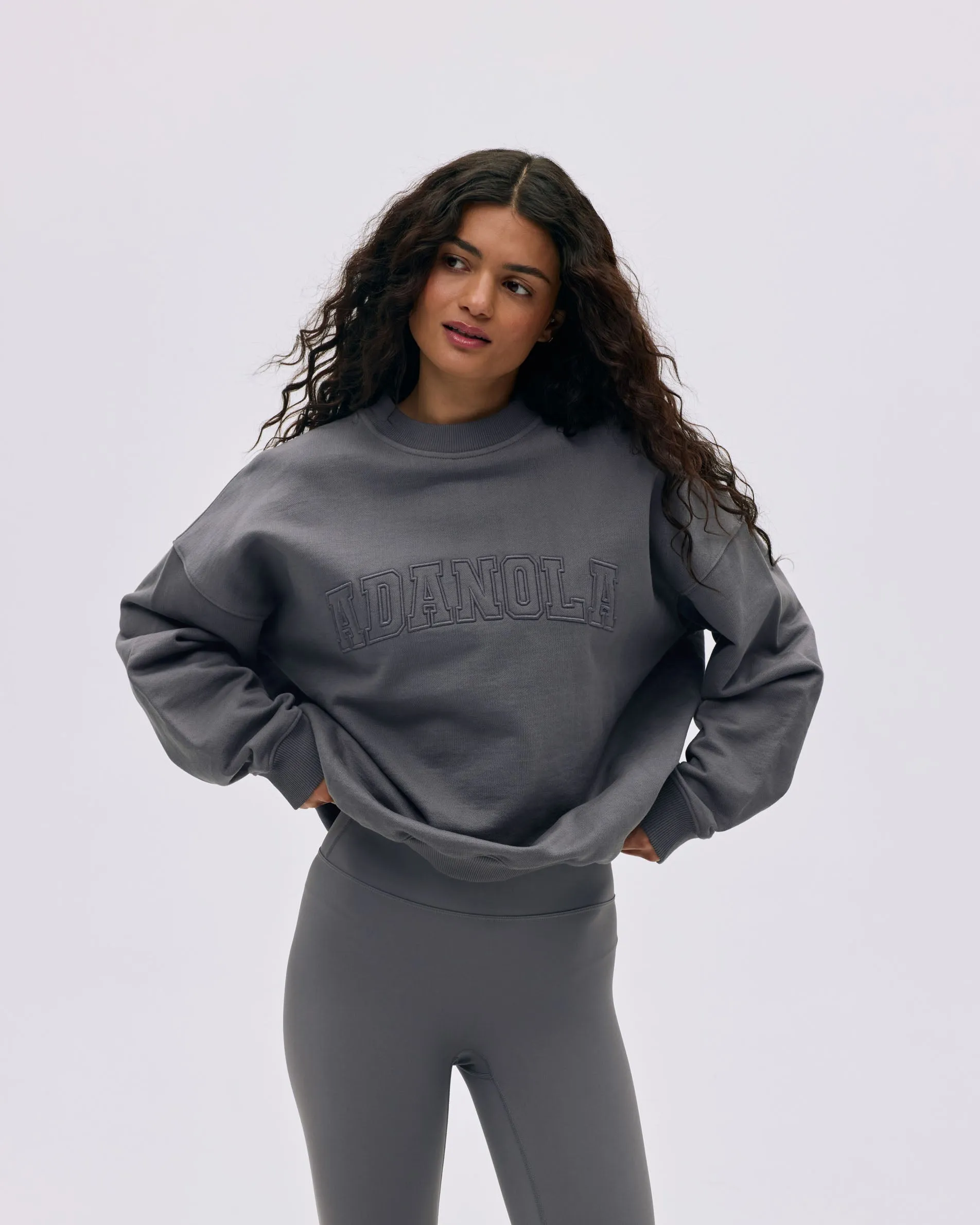 Varsity Oversized Sweatshirt - Dark Grey sold by Adanola product image thumbnail 3