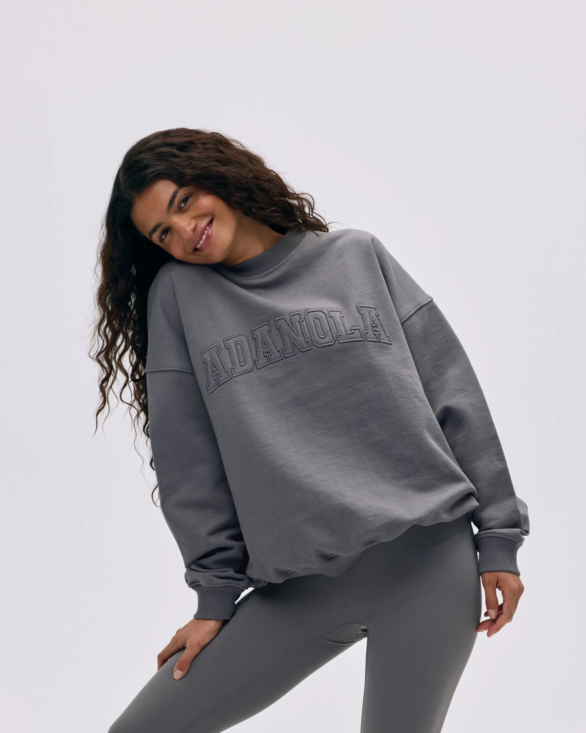 Varsity Oversized Sweatshirt - Dark Grey sold by Adanola