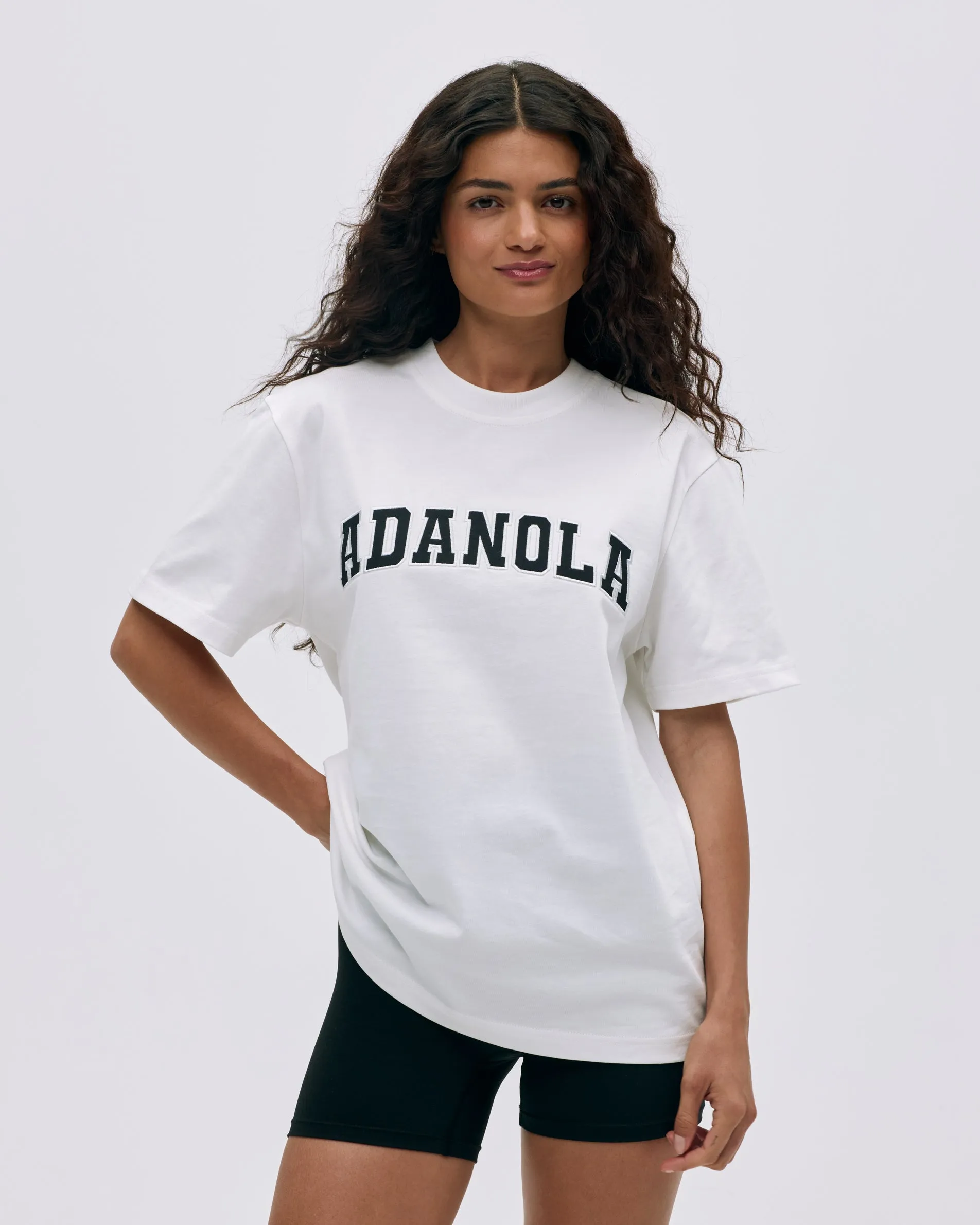 Varsity Short Sleeve Oversized T-shirt - White/Black sold by Adanola