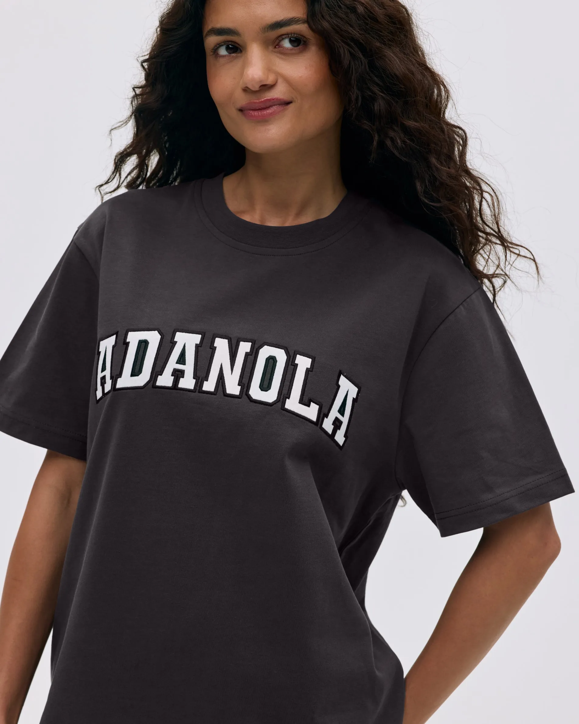 Varsity Short Sleeve Oversized T-shirt - Coffee Bean/White sold by Adanola product image thumbnail 3