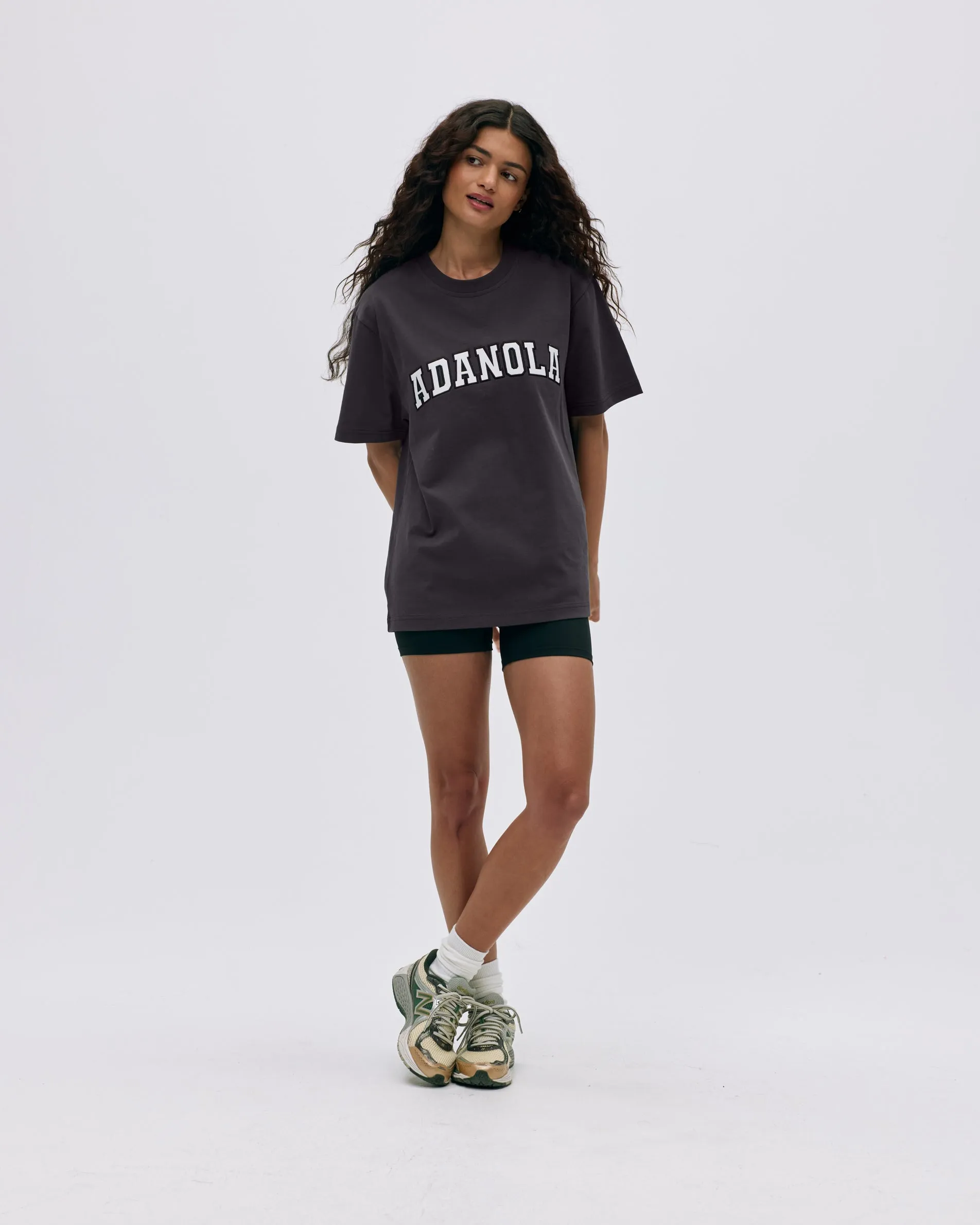 Varsity Short Sleeve Oversized T-shirt - Coffee Bean/White sold by Adanola product image thumbnail 4