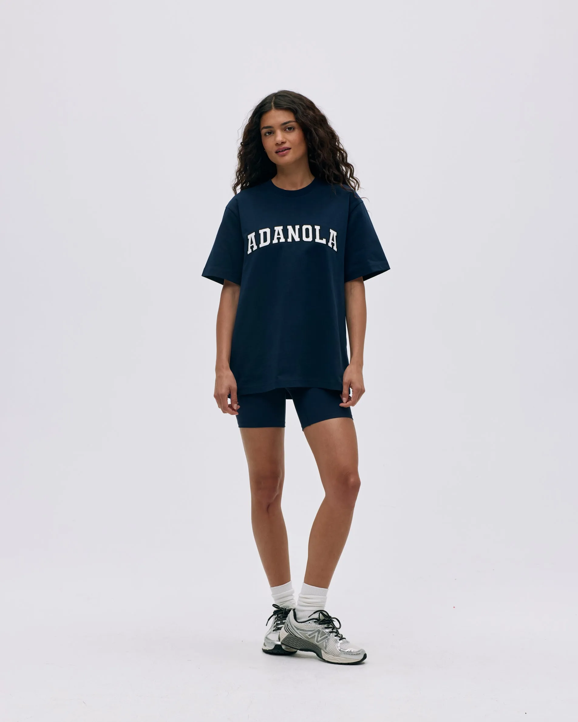 Varsity Short Sleeve Oversized T-shirt - Navy Blue/White sold by Adanola product image thumbnail 4