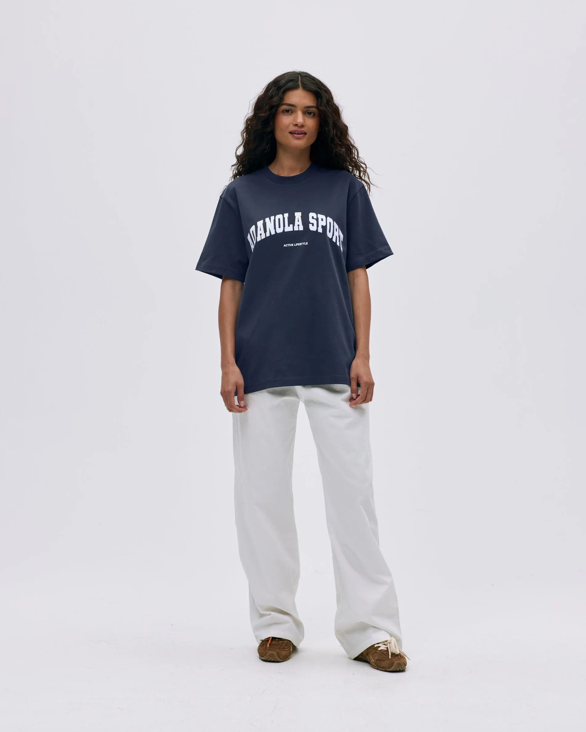 AS Short Sleeve Oversized T-shirt - Midnight Blue/White sold by Adanola product image thumbnail 3