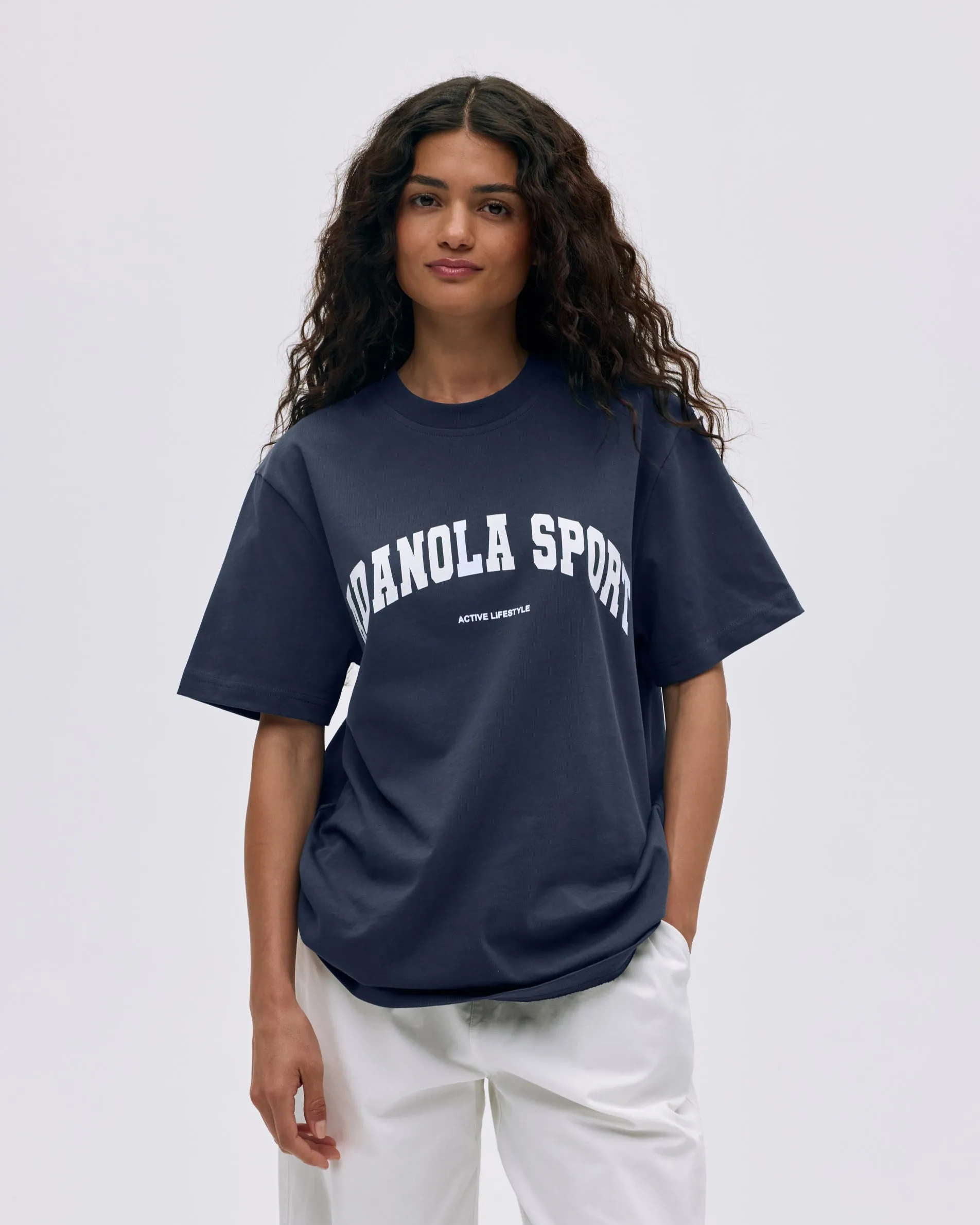 AS Short Sleeve Oversized T-shirt - Midnight Blue/White sold by Adanola product image thumbnail 4