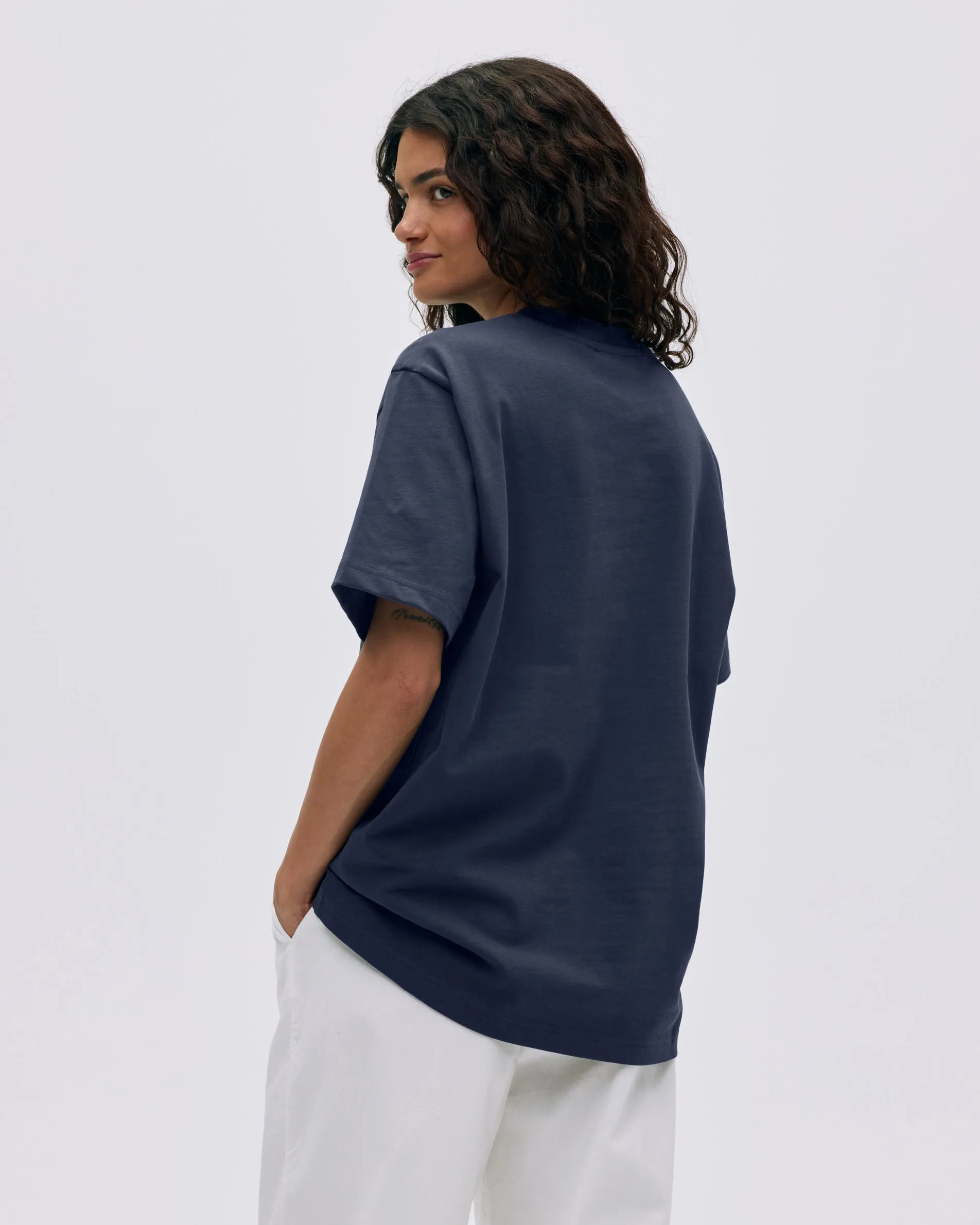 AS Short Sleeve Oversized T-shirt - Midnight Blue/White sold by Adanola product image thumbnail 2