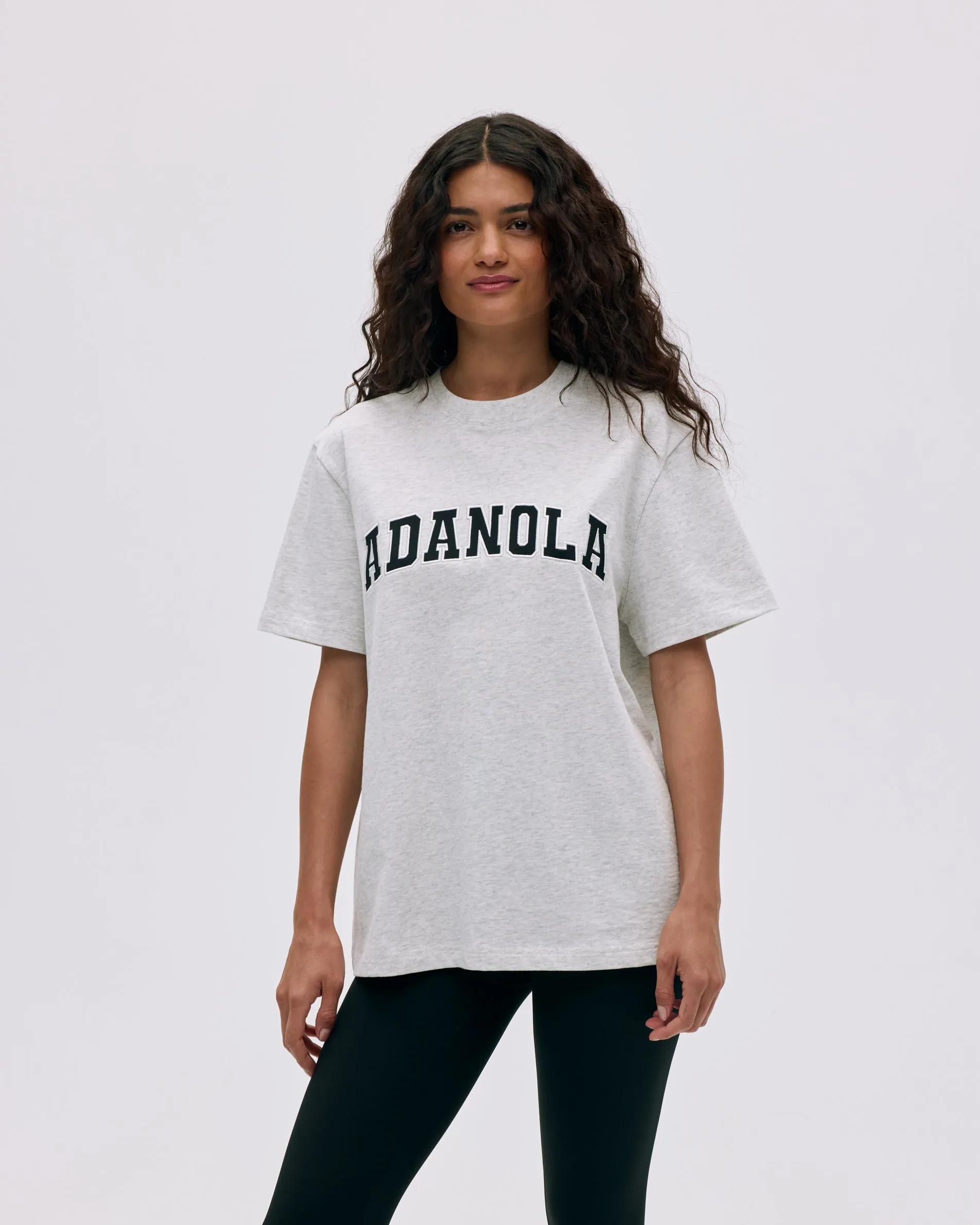 Varsity Short Sleeve Oversized T-shirt - Light Grey Melange/Black sold by Adanola product image thumbnail 3