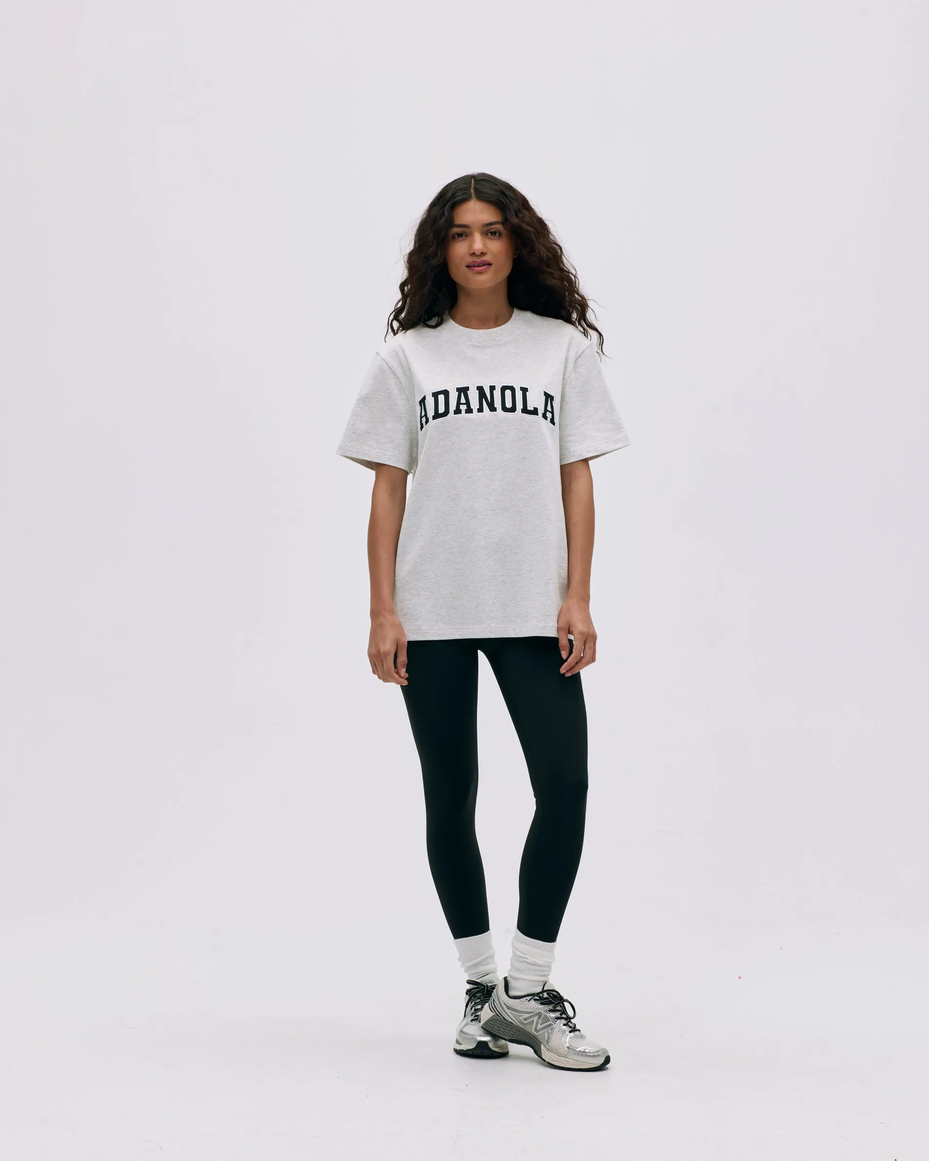 Varsity Short Sleeve Oversized T-shirt - Light Grey Melange/Black sold by Adanola product image thumbnail 4