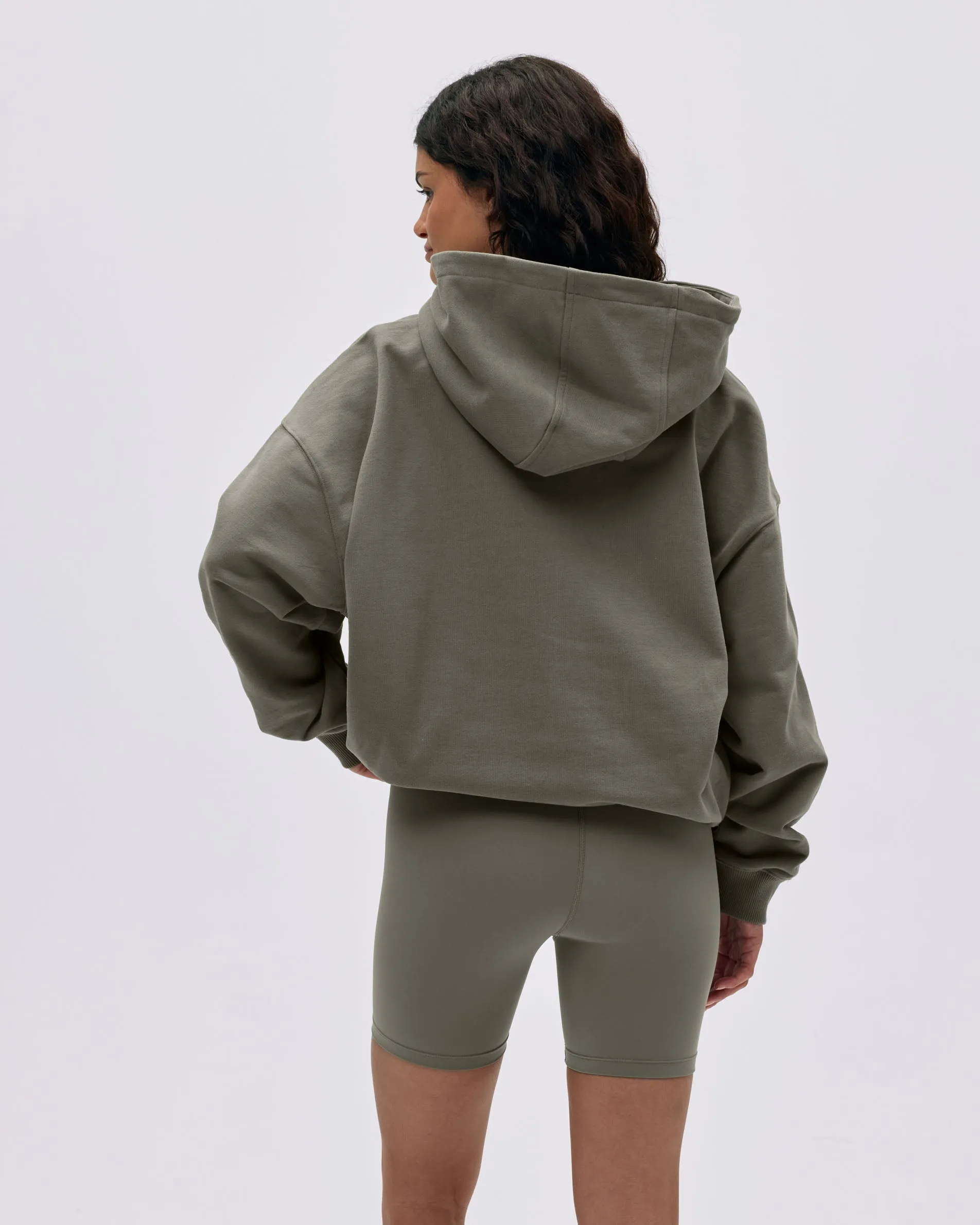 Varsity Oversized Full Zip Hoodie - Olive Green/Marshmallow White sold by Adanola product image thumbnail 2