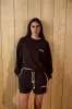 Varsity Loose Fit Sweat Shorts - Coffee Bean/Marshmallow White sold by Adanola