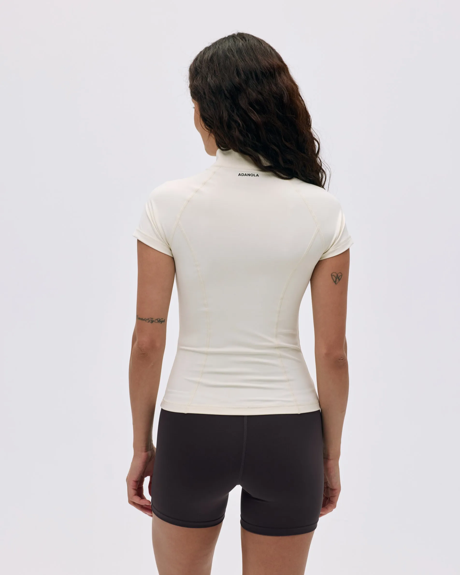 Ultimate Short Sleeve Zip Up Top - Marshmallow White sold by Adanola product image thumbnail 2