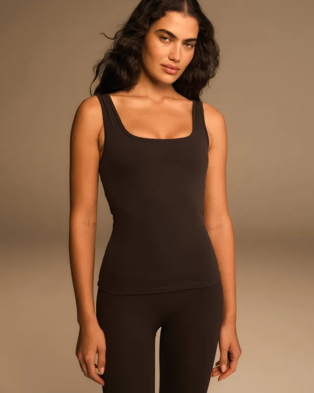 Ultimate Square Neck Top - Coffee Bean sold by Adanola