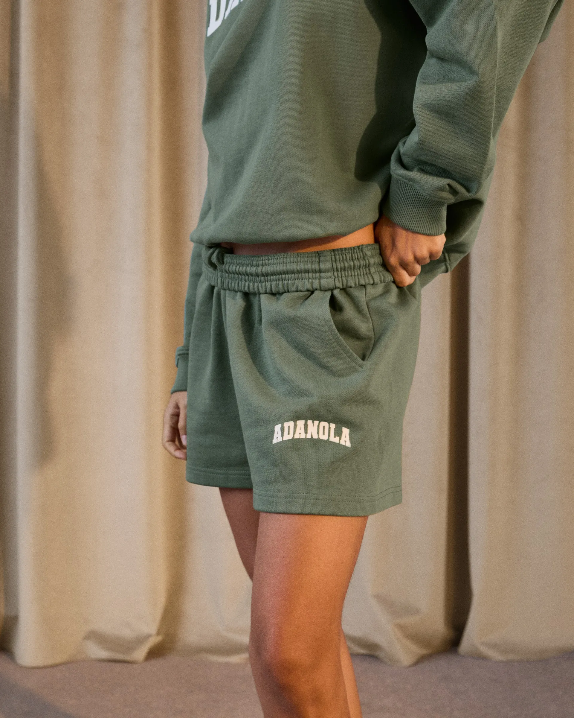Varsity Sweat Shorts - Eden Green/Marshmallow White sold by Adanola product image thumbnail 3