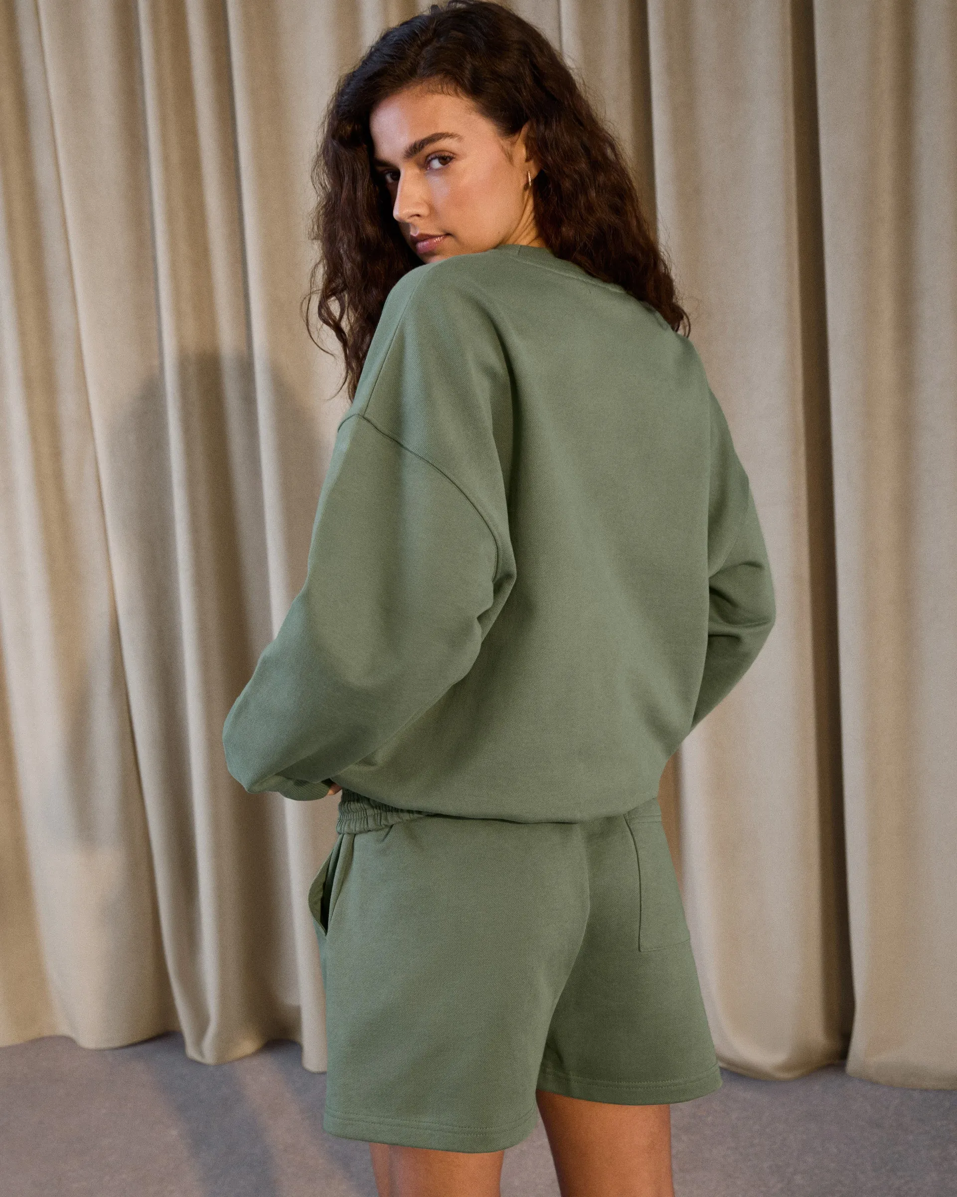 Varsity Sweat Shorts - Eden Green/Marshmallow White sold by Adanola product image thumbnail 2