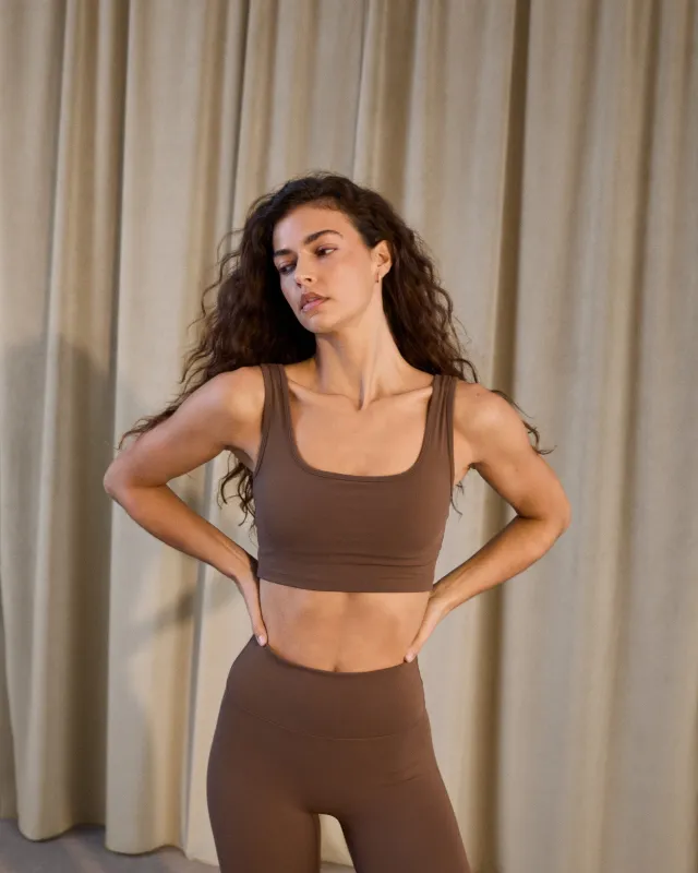 Ultimate Square Neck Bra - Mocha Brown sold by Adanola