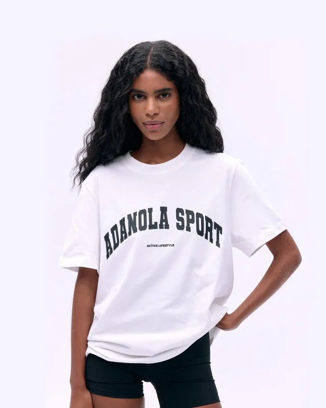 AS Short Sleeve Oversized T-shirt - White/Black sold by Adanola