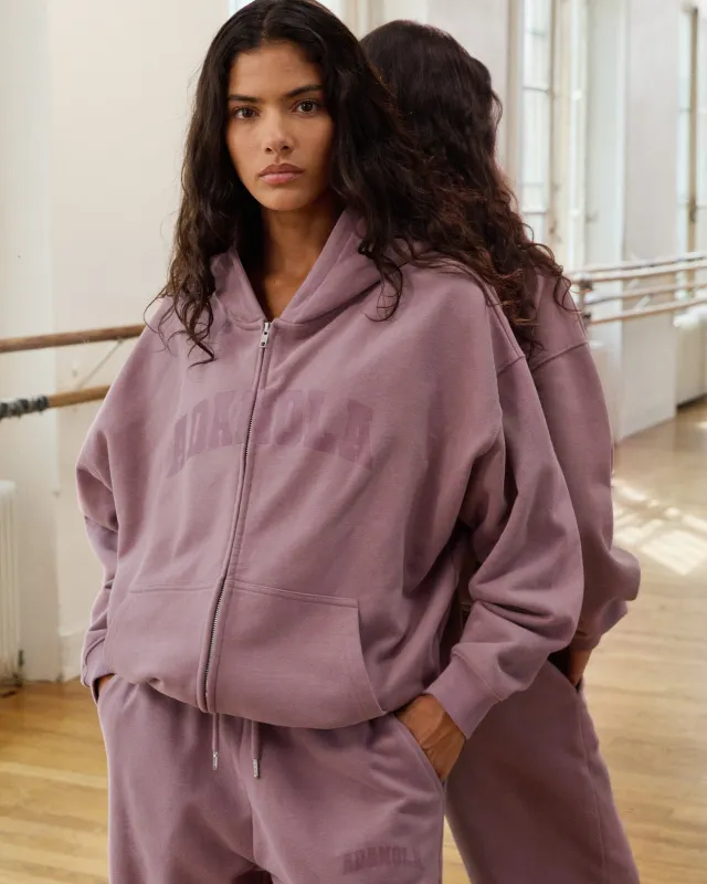 Varsity Oversized Full Zip Hoodie - Dusk Purple sold by Adanola