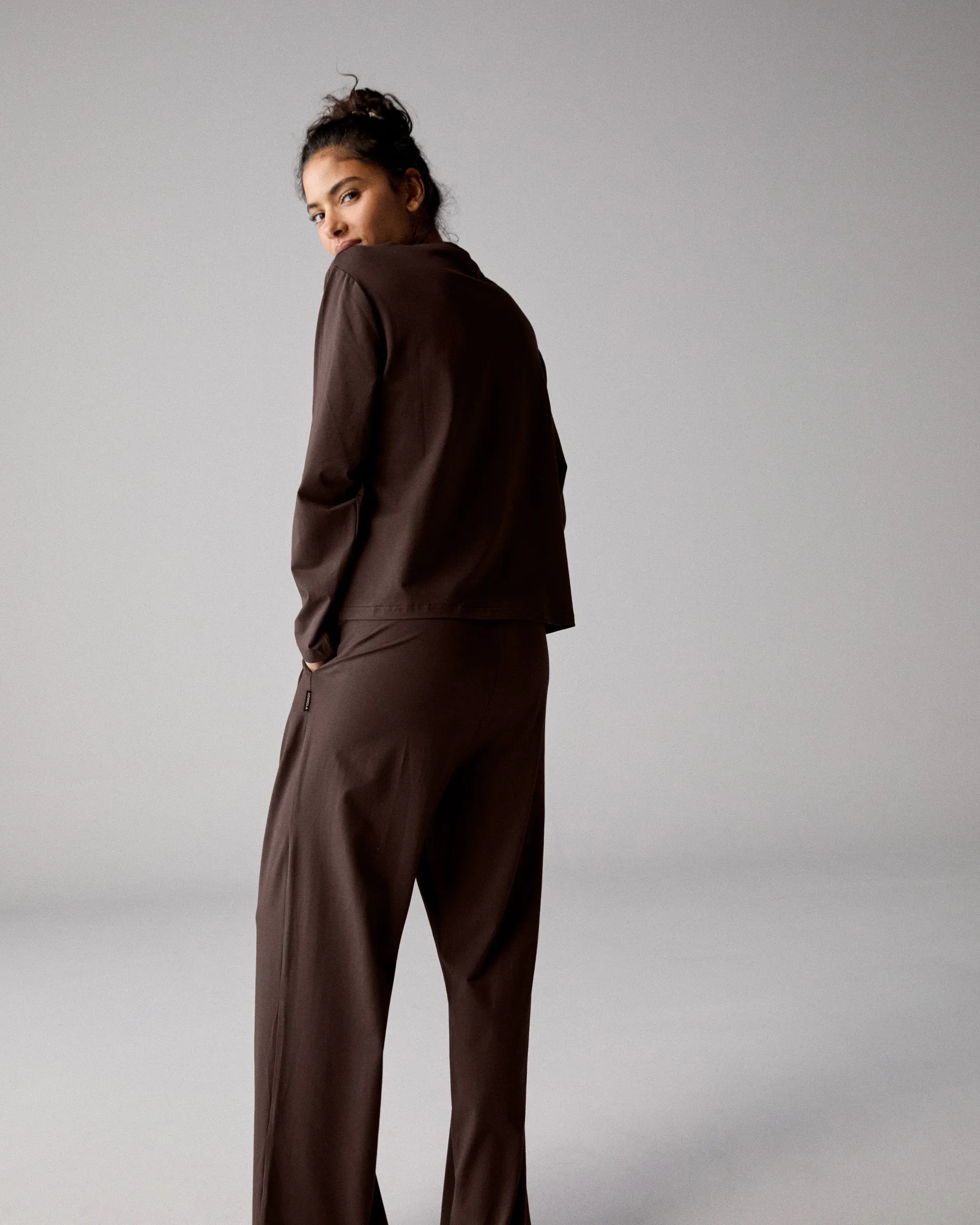 Modal Long Sleeve Oversized T-shirt - Chocolate Brown sold by Adanola product image thumbnail 4