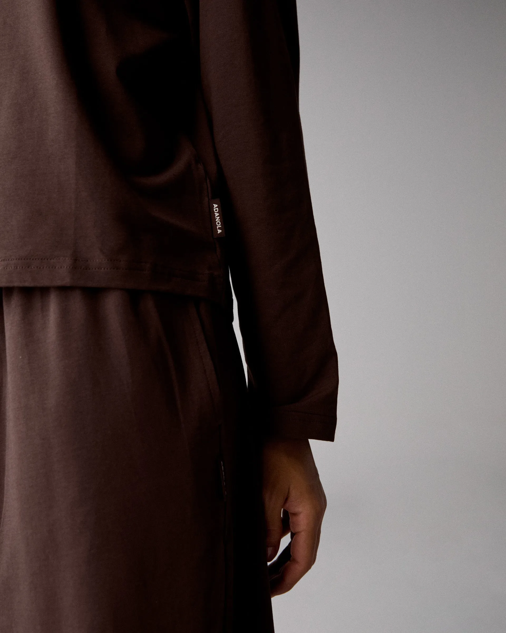Modal Long Sleeve Oversized T-shirt - Chocolate Brown sold by Adanola product image thumbnail 2