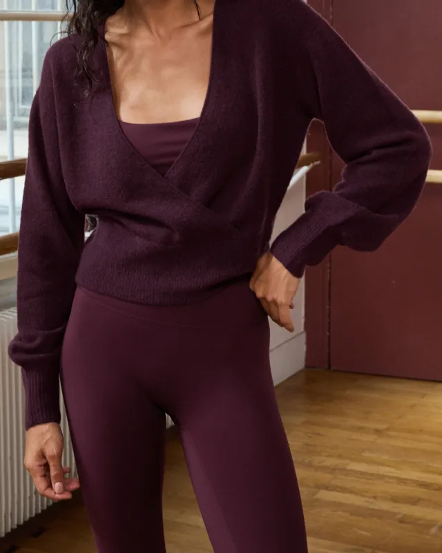 Knit Wrap Over Cardigan - Dark Cherry sold by Adanola