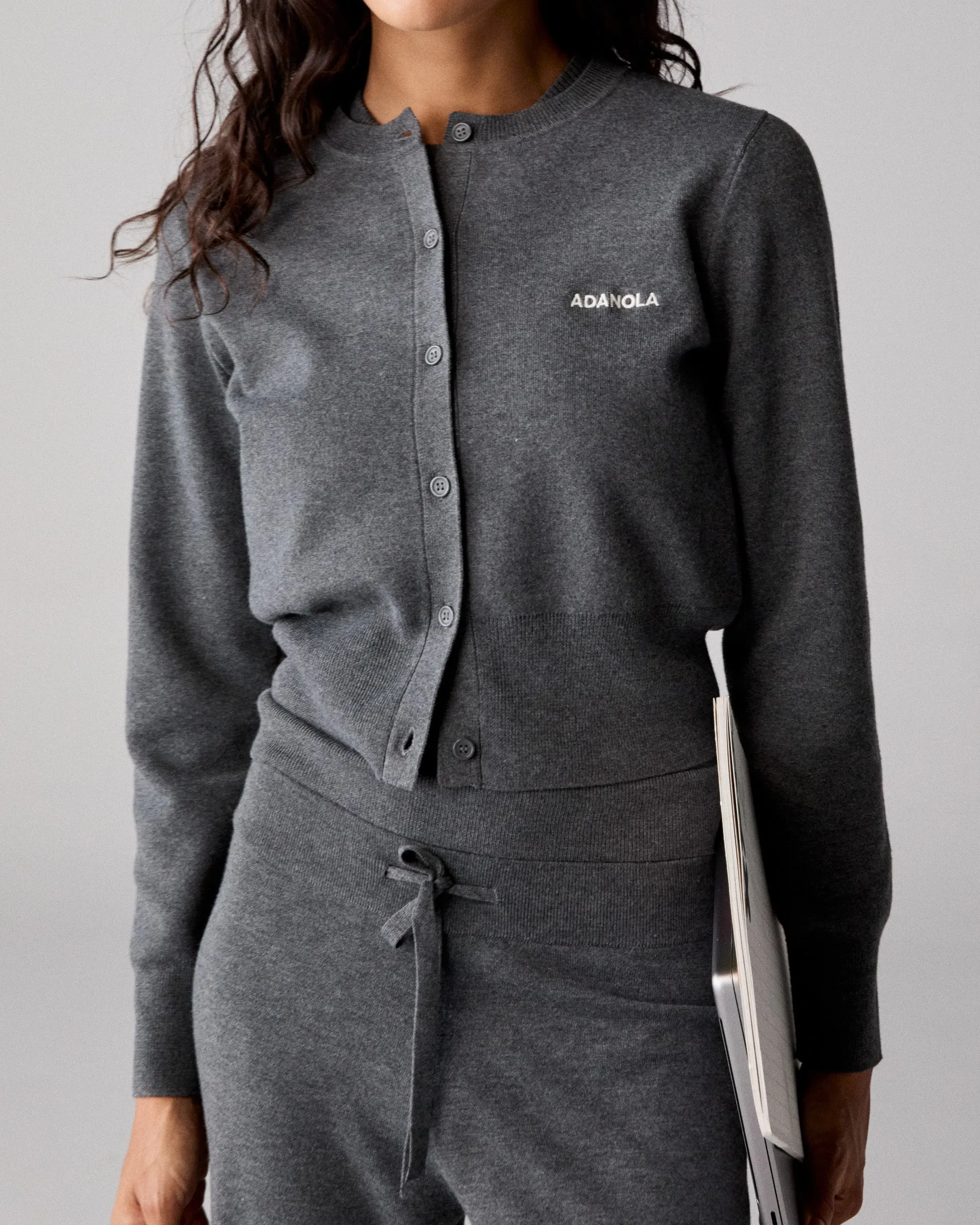 Knit Twinset Button Up Top - Dark Grey sold by Adanola product image thumbnail 2